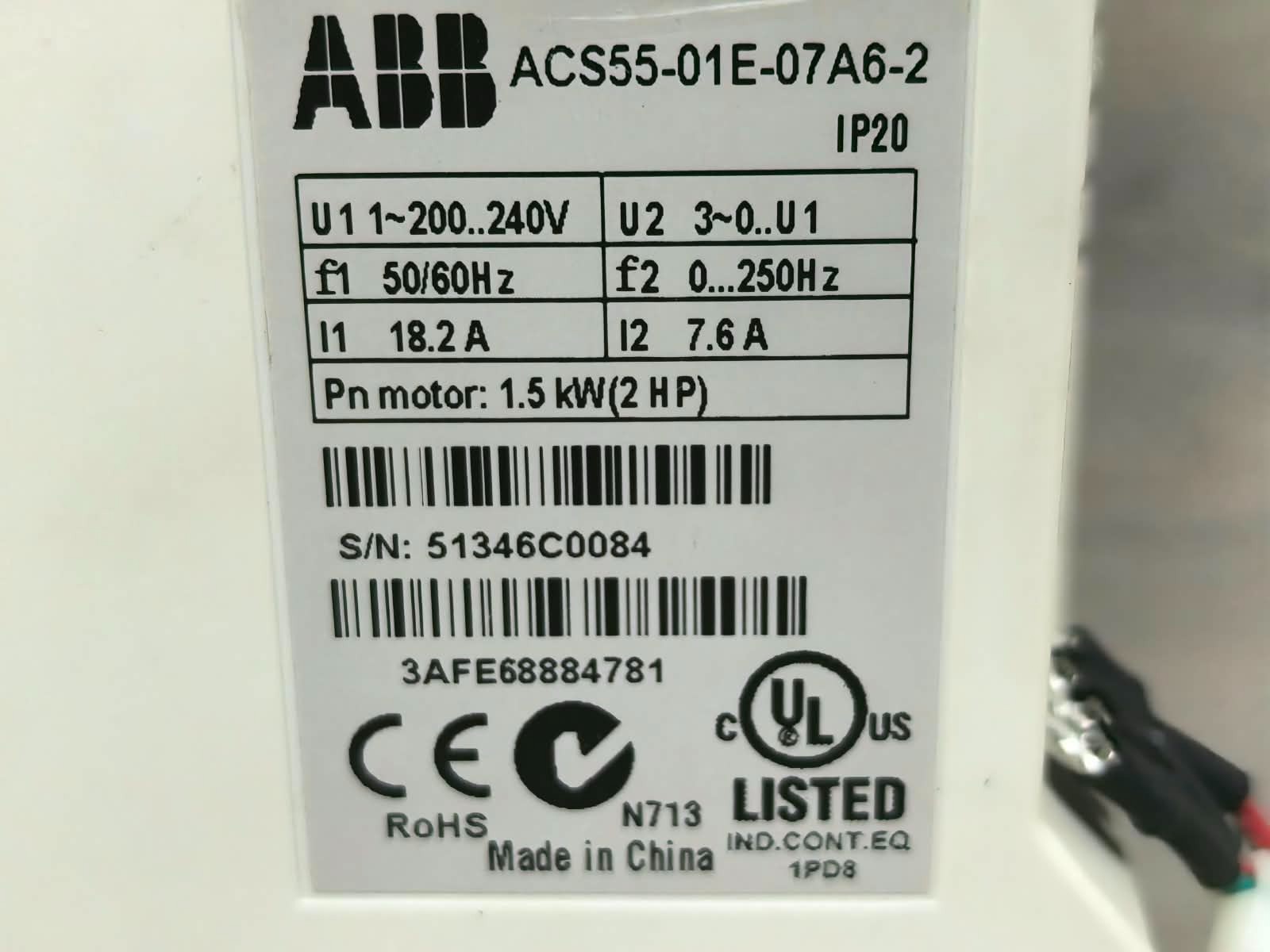 ABB ACS55-01E-07A6-2 ABB ACS55-01E-07A6-2 FREQUENCY INVERTER DRIVE IP20 6