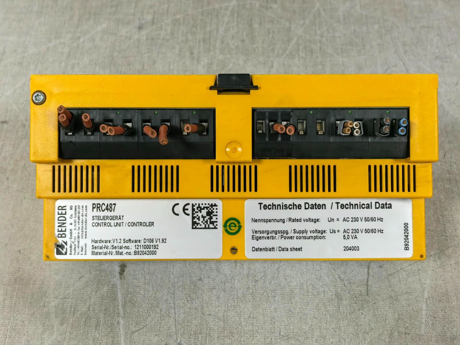 BENDER PRC487 B92042000 V1.2 D106.V1.92 BENDER PRC487 B92042000 V1.2 D106.V1.92 CONTROL UNIT 7