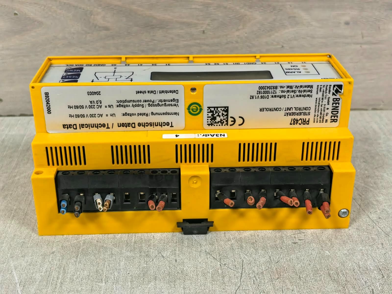 BENDER PRC487 B92042000 V1.2 D106.V1.92 BENDER PRC487 B92042000 V1.2 D106.V1.92 CONTROL UNIT 9