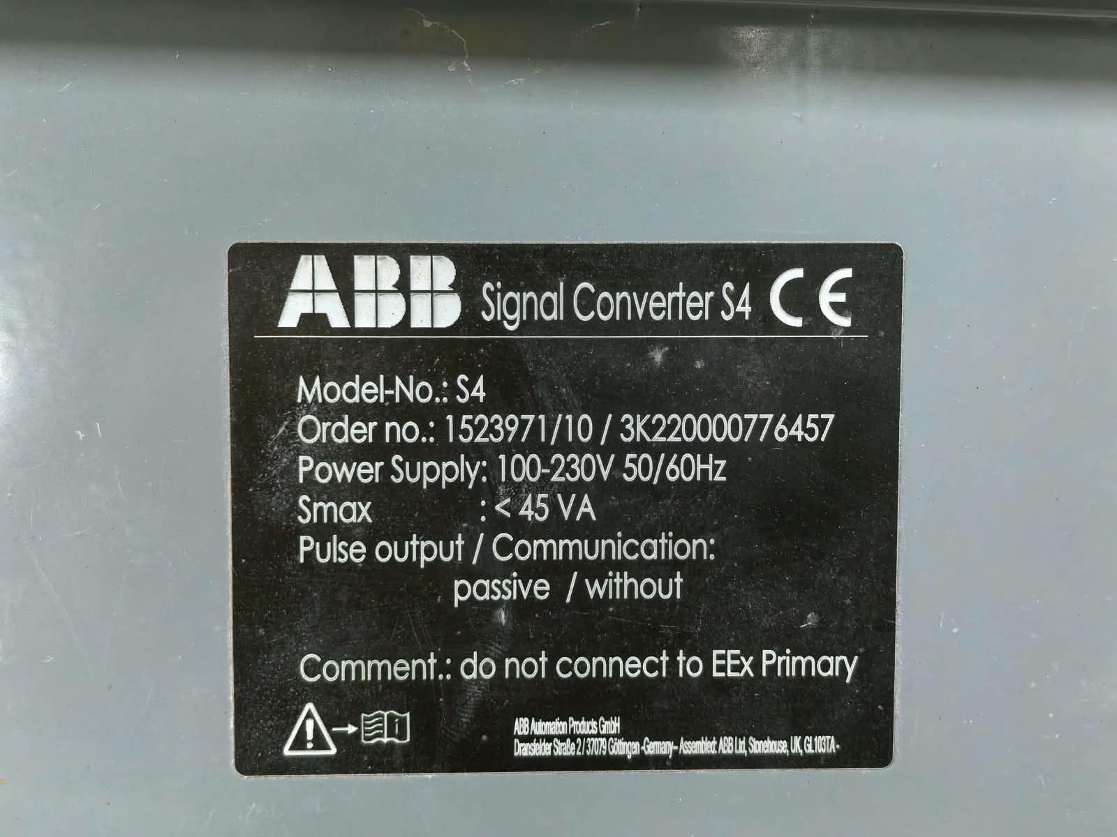 ABB 1523971/10/3K220000776457 ABB S4 FSM4000 1523971/10/3K220000776457 SIGNAL CONVERTER 100-230V 6