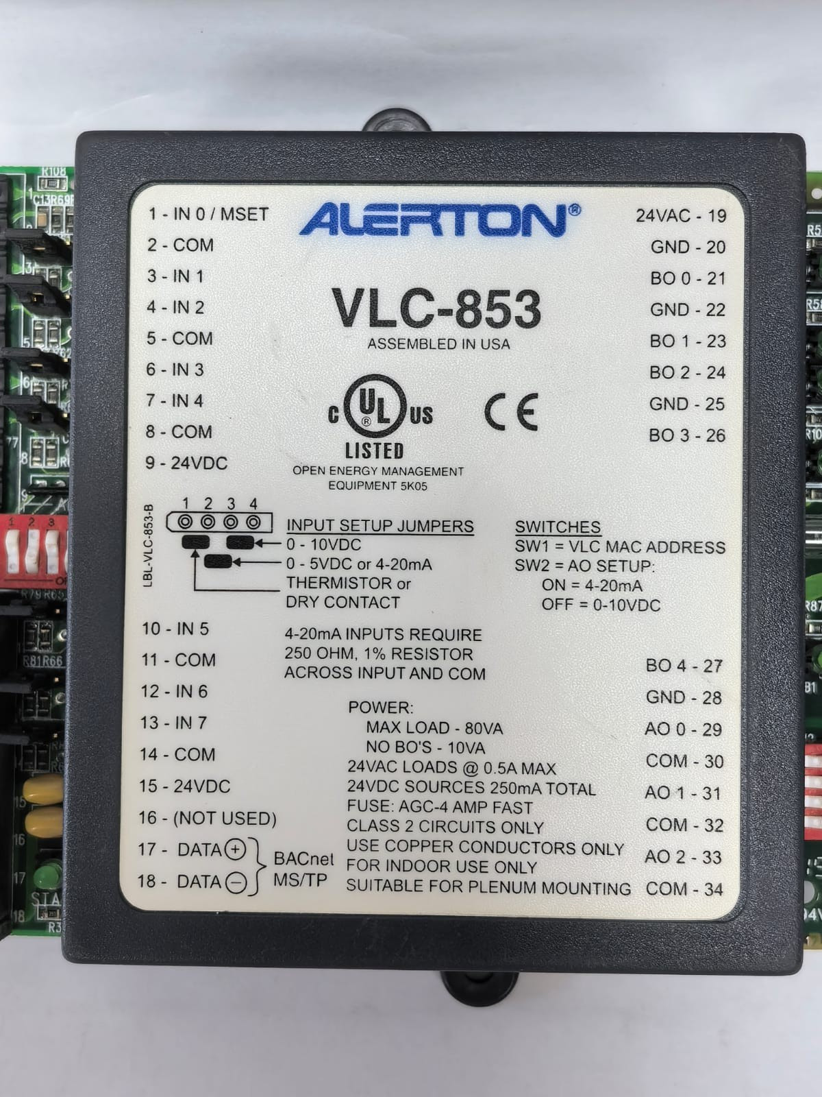 Alerton VLC-853Z-K-F ALERTON VLC-853 CONTROLLER VLC-853Z-K-F 2