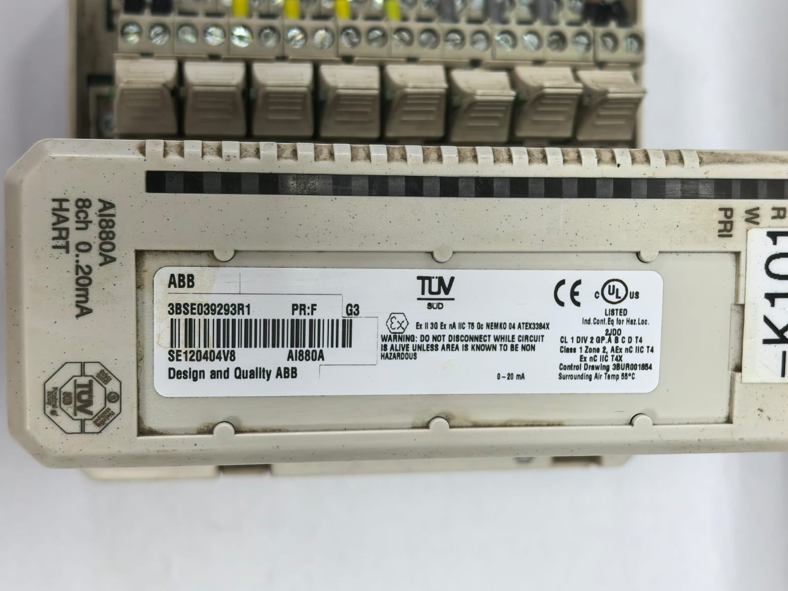ABB TU834 ABB AI880A ANALOG INPUT MODULE 3BSE039293R1 W/ ABB TU834 BASE 3BSE040364R1 PR.A 2
