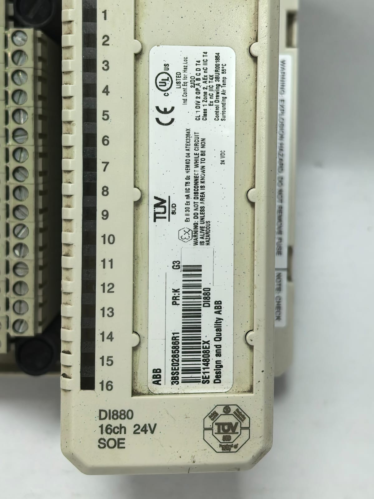ABB TU830V1 3BSE013234R1 PR.H ABB DI880 3BSE028586R1 PR.K DIGITAL INPUT MODULE W/ TU830V1 3BSE013234R1 PR.H 2