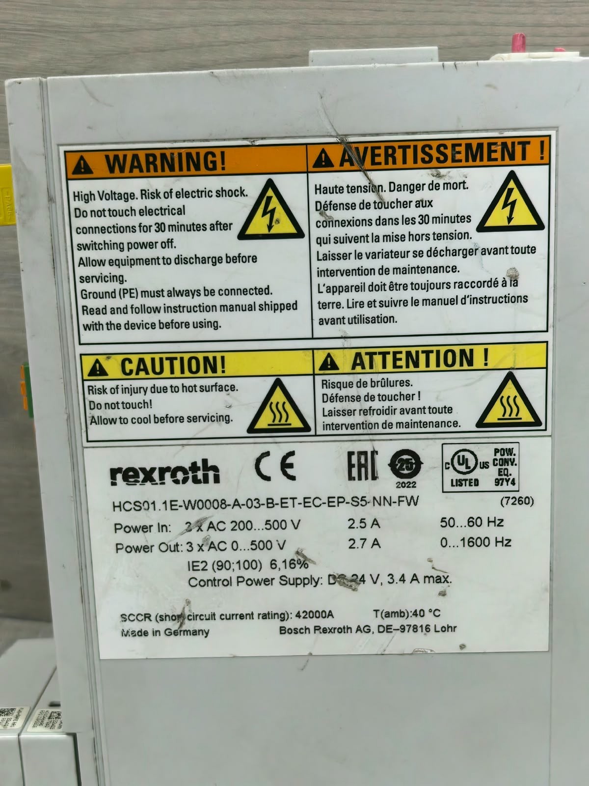 Rexroth HCS01.1E-W0008-A-03-B-ET-EC-EP-S5-NN-FW REXROTH HCS01.1E-W0008-A-03-B-ET-EC-EP-S5-NN-FW SERVO DRIVE 8