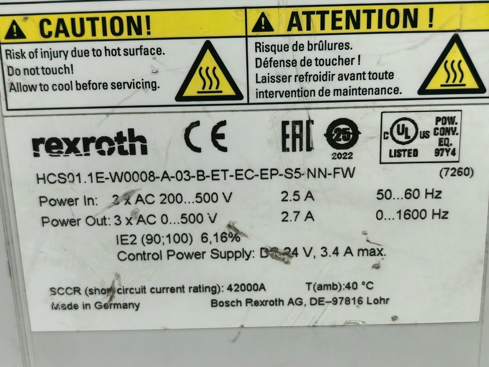 Rexroth HCS01.1E-W0008-A-03-B-ET-EC-EP-S5-NN-FW REXROTH HCS01.1E-W0008-A-03-B-ET-EC-EP-S5-NN-FW SERVO DRIVE 9