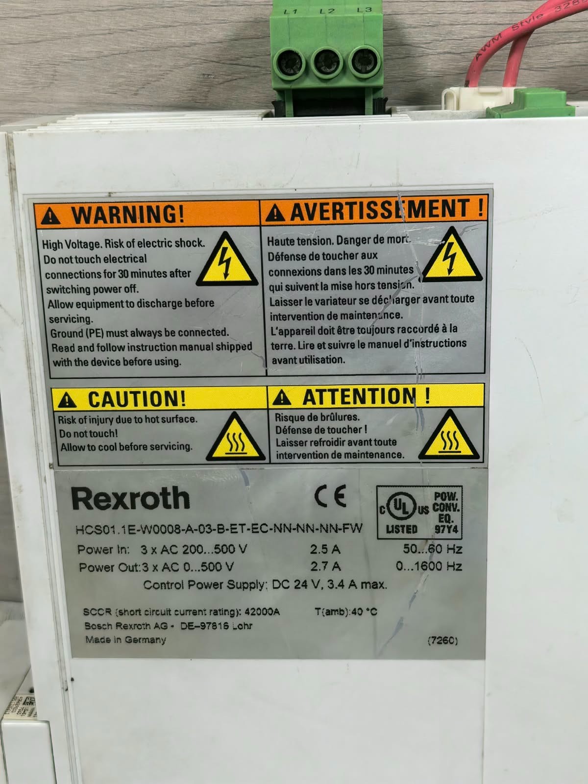 Rexroth HCS01.1E-W0008-A-03-B-ET-EC-EP-S5-NN-FW REXROTH HCS01.1E-W0008-A-03-B-ET-EC-EP-S5-NN-FW SERVO DRIVE 6