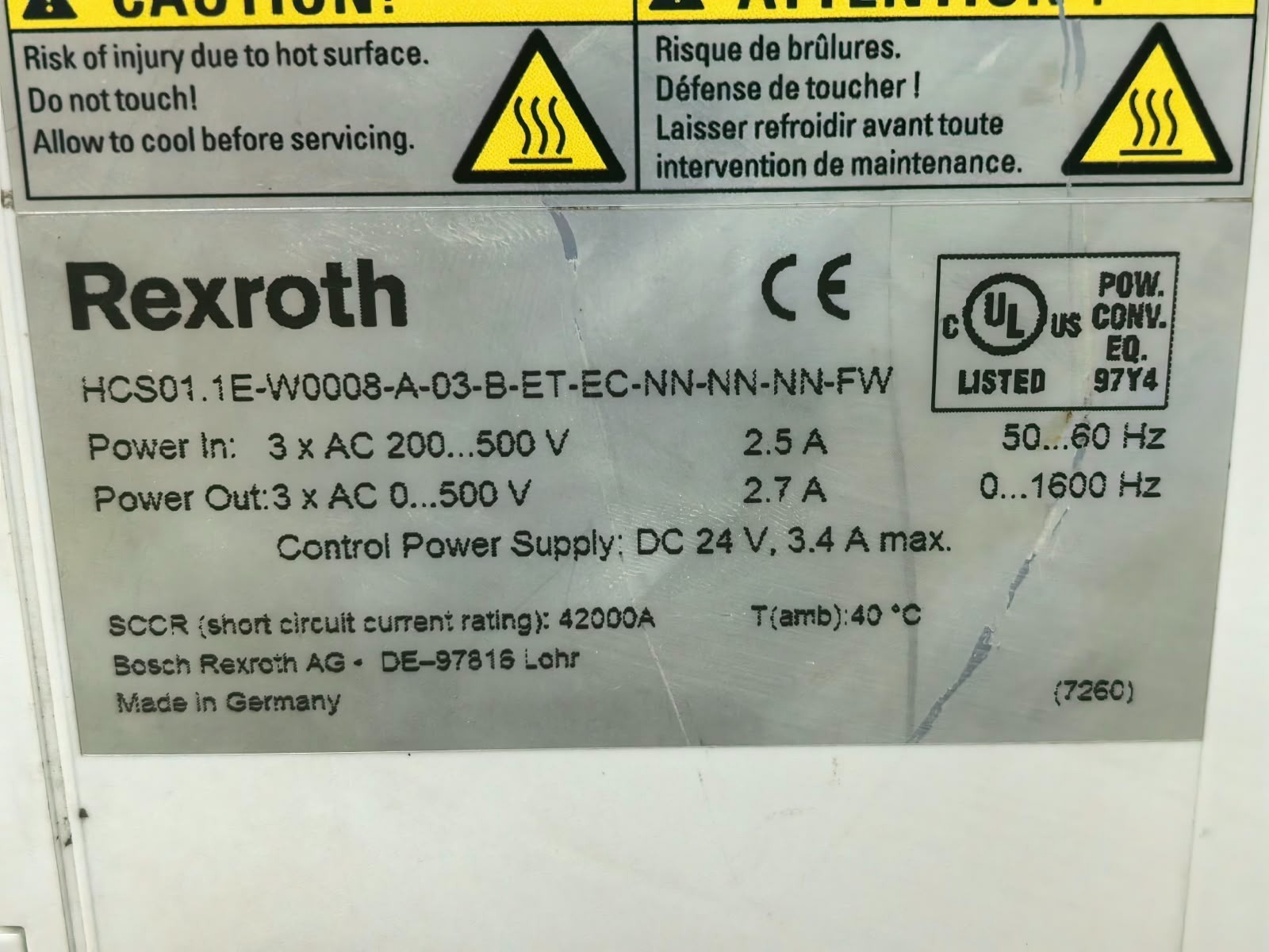 Rexroth HCS01.1E-W0008-A-03-B-ET-EC-EP-S5-NN-FW REXROTH HCS01.1E-W0008-A-03-B-ET-EC-EP-S5-NN-FW SERVO DRIVE 7