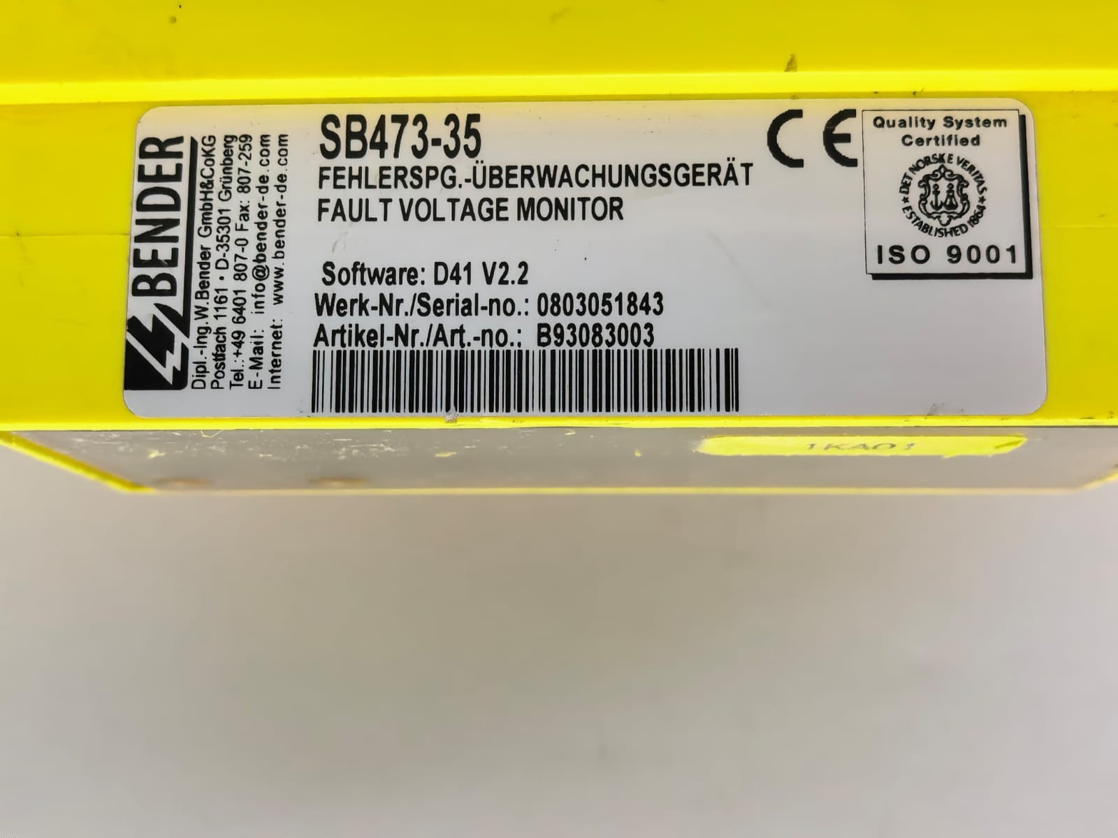 Bender SB473-35 BENDER SB 473 FAULT VOLTAGE MONITOR SB473-35 3