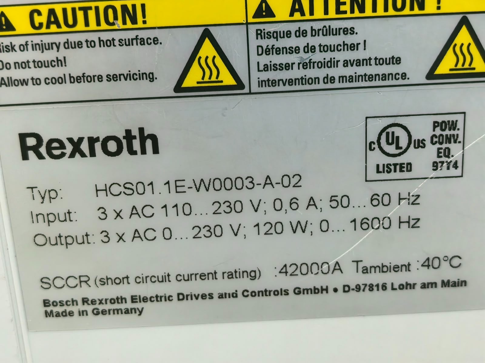 Rexroth HCS01.1E-W0003-A-02 REXROTH HCS01.1E-W0003-A-02 SERVO DRIVE 7