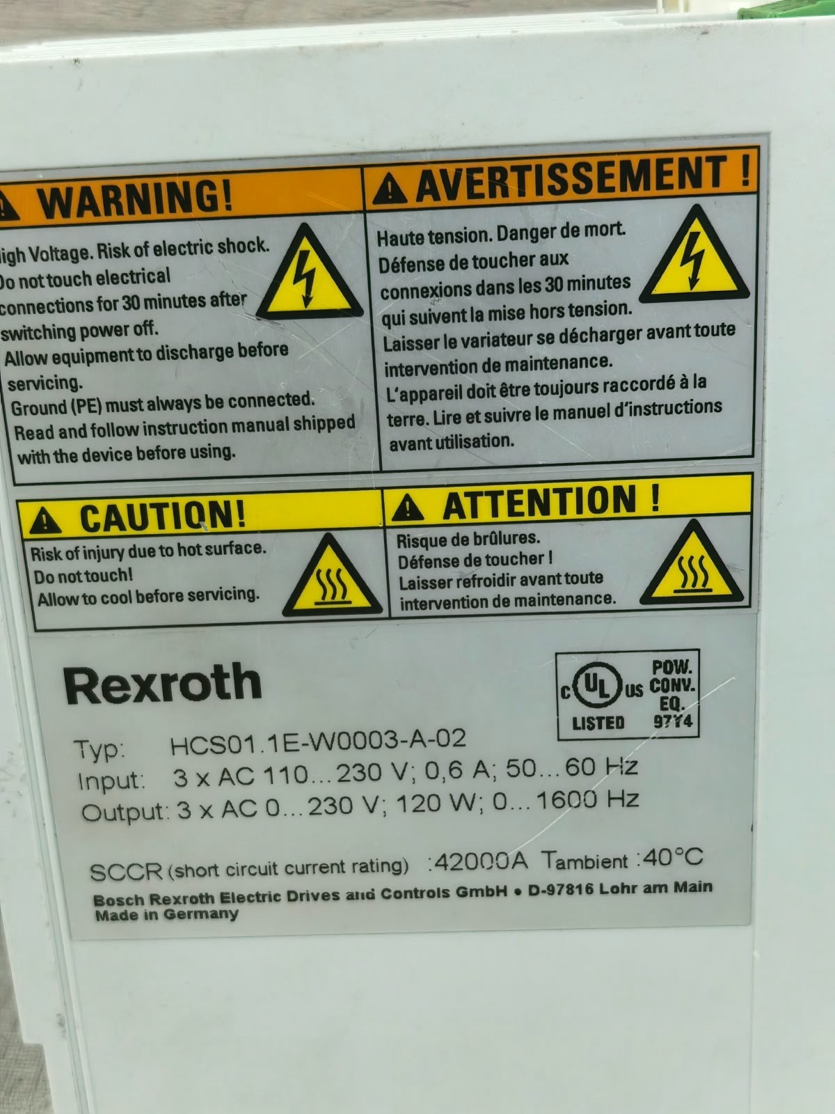 Rexroth HCS01.1E-W0003-A-02 REXROTH HCS01.1E-W0003-A-02 SERVO DRIVE 8