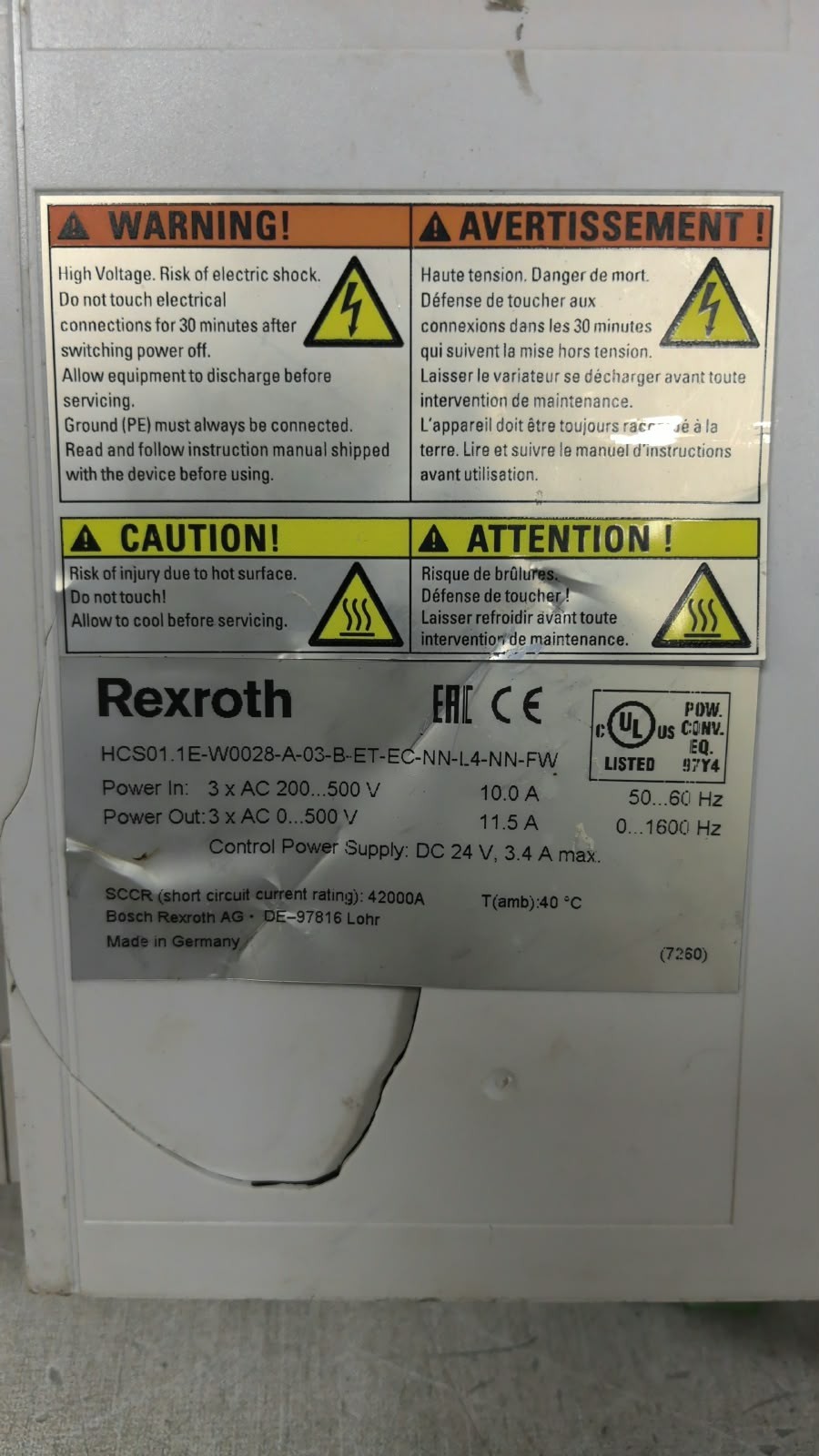 Rexroth HCS01.1E-W0028-A-03-B-ET-EC-CN-NN-L4-NN-FW REXROTH HCS01.1E-W0028-A-03-B-ET-EC-CN-NN-L4-NN-FW SERVO DRIVE 8
