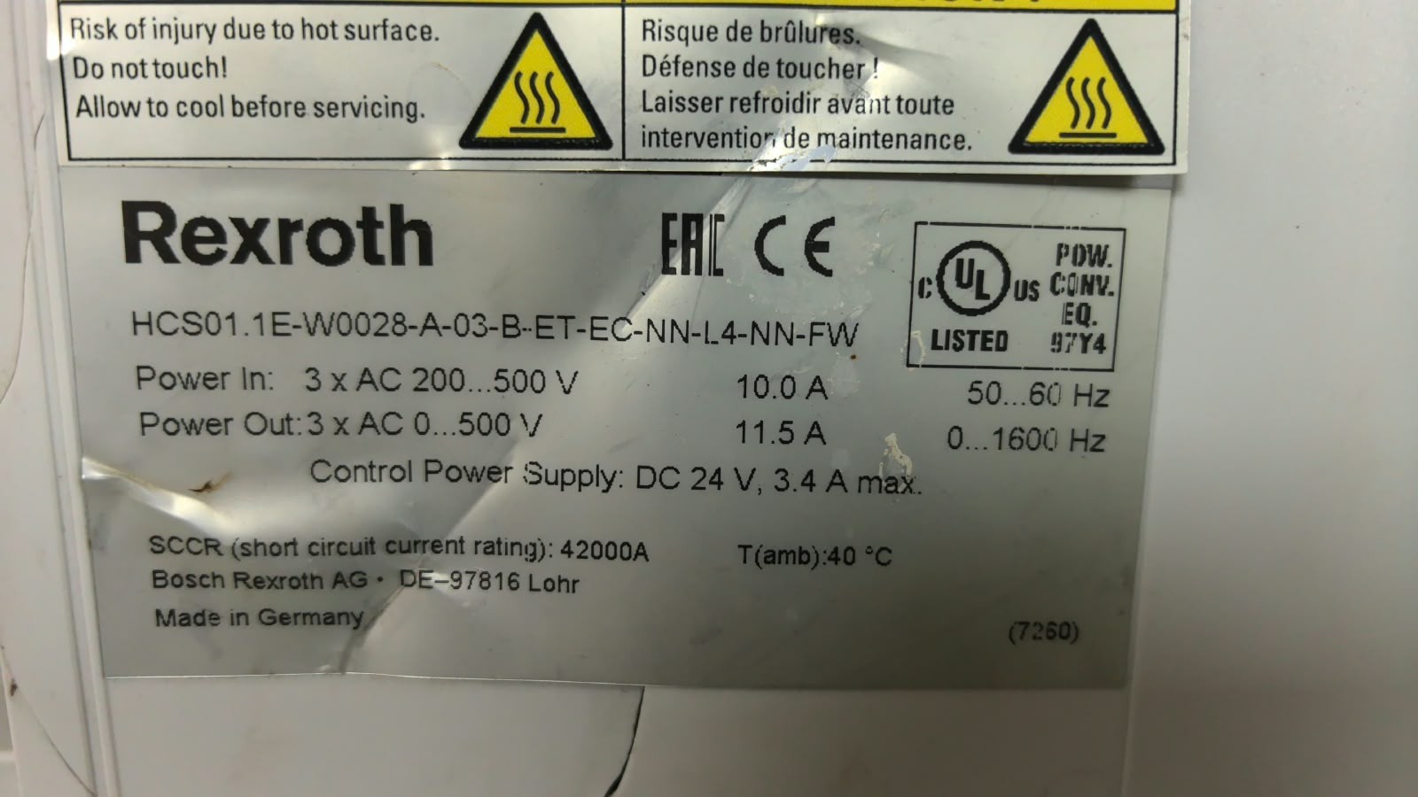 Rexroth HCS01.1E-W0028-A-03-B-ET-EC-CN-NN-L4-NN-FW REXROTH HCS01.1E-W0028-A-03-B-ET-EC-CN-NN-L4-NN-FW SERVO DRIVE 10