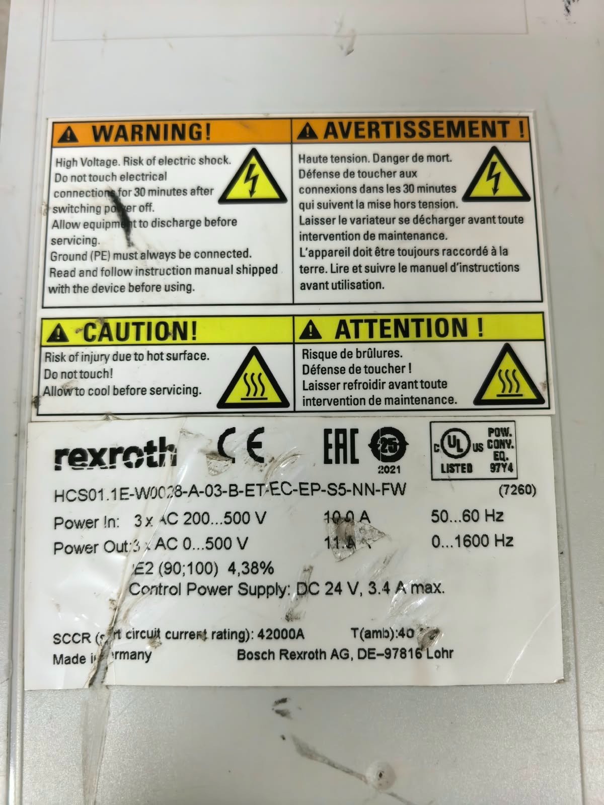 Rexroth HCS01.1E-W0028-A-03-B-ET-EC-EP-S5-NN-FW REXROTH HCS01.1E-W0028-A-03-B-ET-EC-EP-S5-NN-FW SERVO DRIVE 10