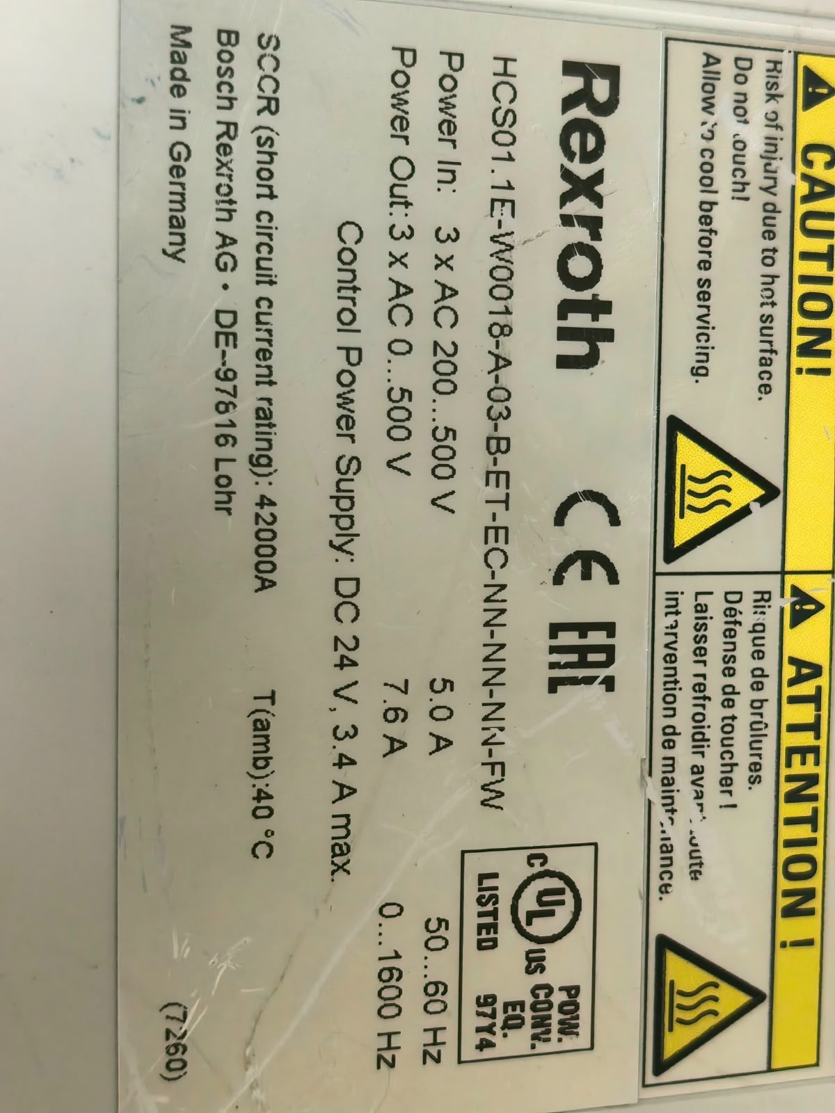 Rexroth HCS01.1E-W0018-A-03-B-ET-EC-NN-NN-NN-FW REXROTH HCS01.1E-W0018-A-03-B-ET-EC-NN-NN-NN-FW SERVO DRIVE 6