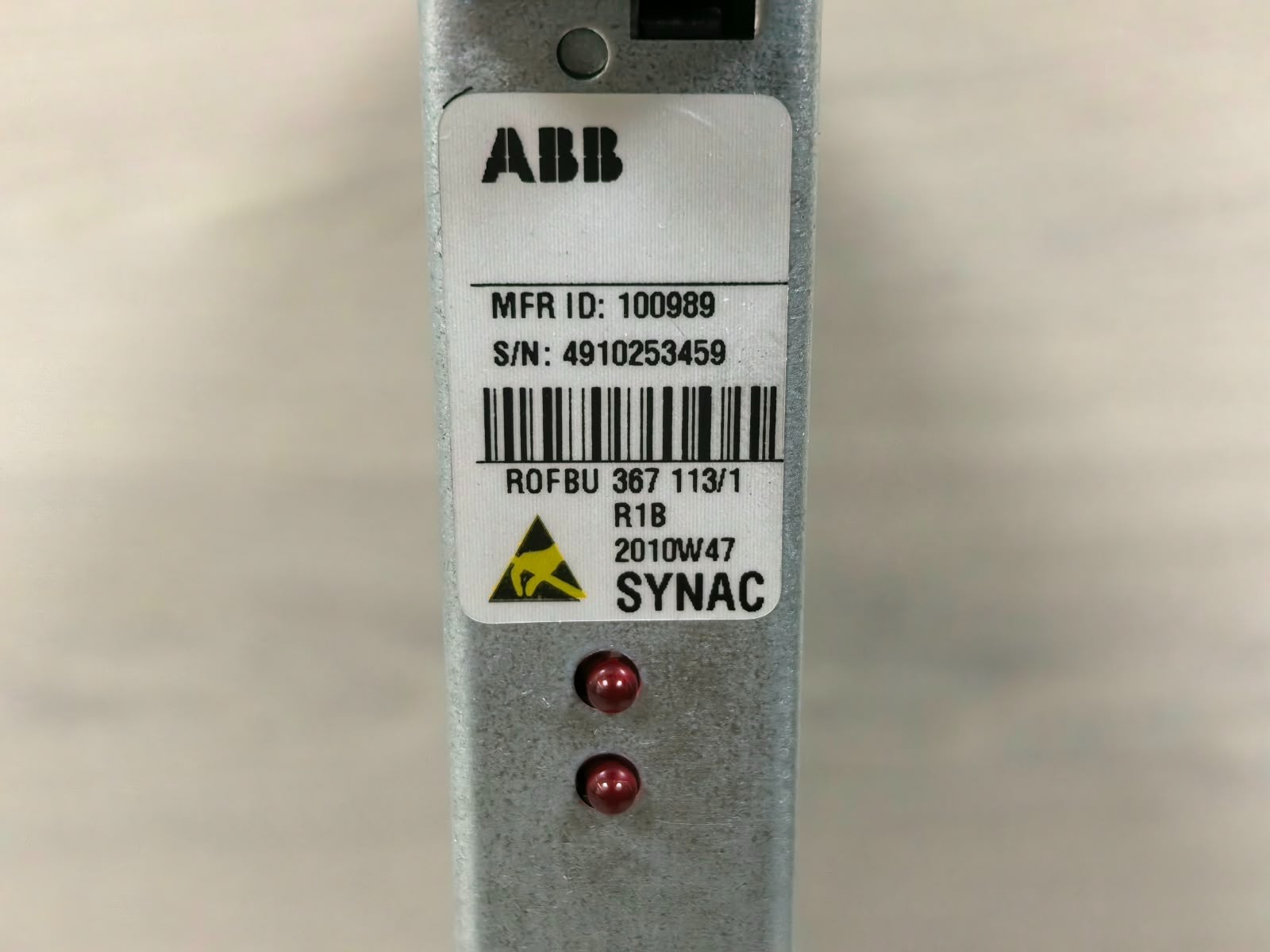 ABB ROFBU 367 113/1 R1B 2010W47 100989 ABB SYNAC ROFBU 367 113/1 R1B 2010W47 100989 MOTHER BOARD 2