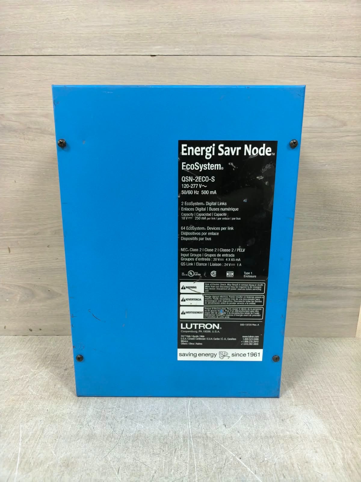 Lutron QSN-2ECO-S LUTRON QSN-2ECO-S ENERGI SAVR NODE ECOSYSTEM 120-277V 1