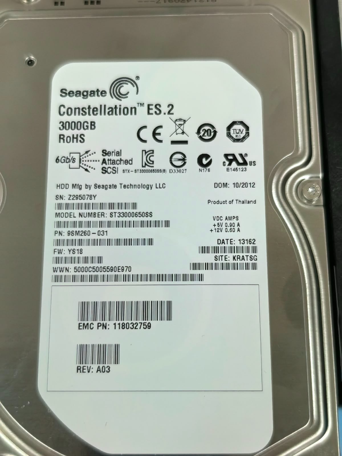 Seagate ES.2 ST33000650SS SEAGATE ES.2 ST33000650SS CONSTELLATION 3000GB 7