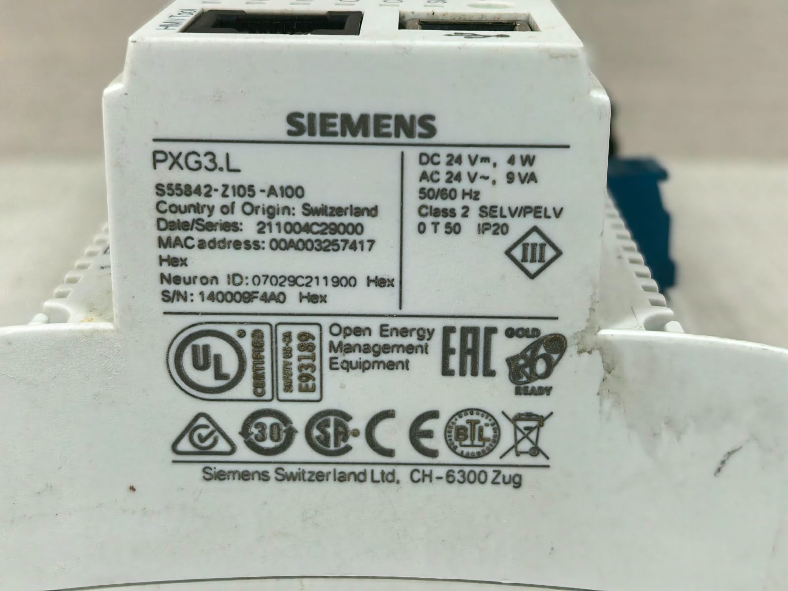 Siemens PXG3.L SIEMENS PXG3.L BACNET ROUTER FOR ETHERNET 6