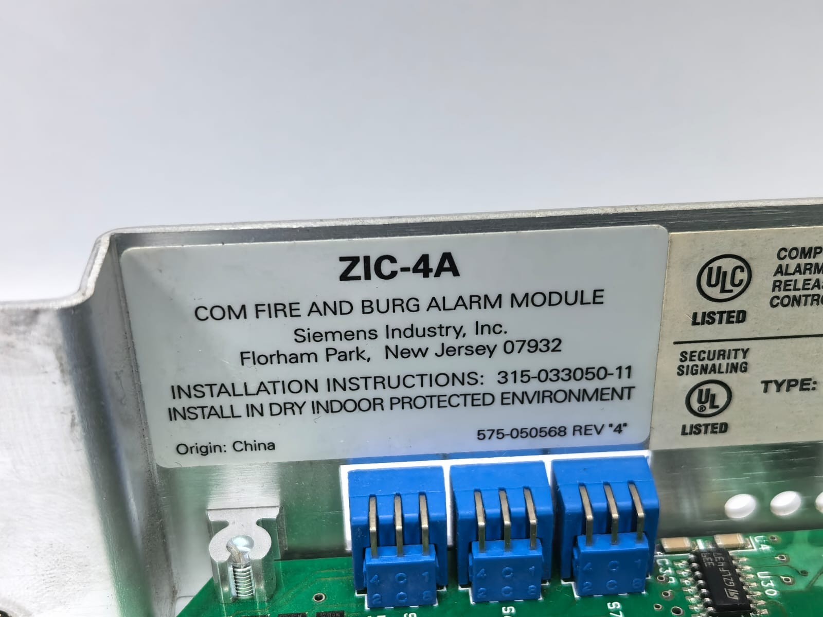 Siemens 575-050568 REV.4 SIEMENS ZIC-4A ZONE INDICATION CARD 575-050568 REV.4 3