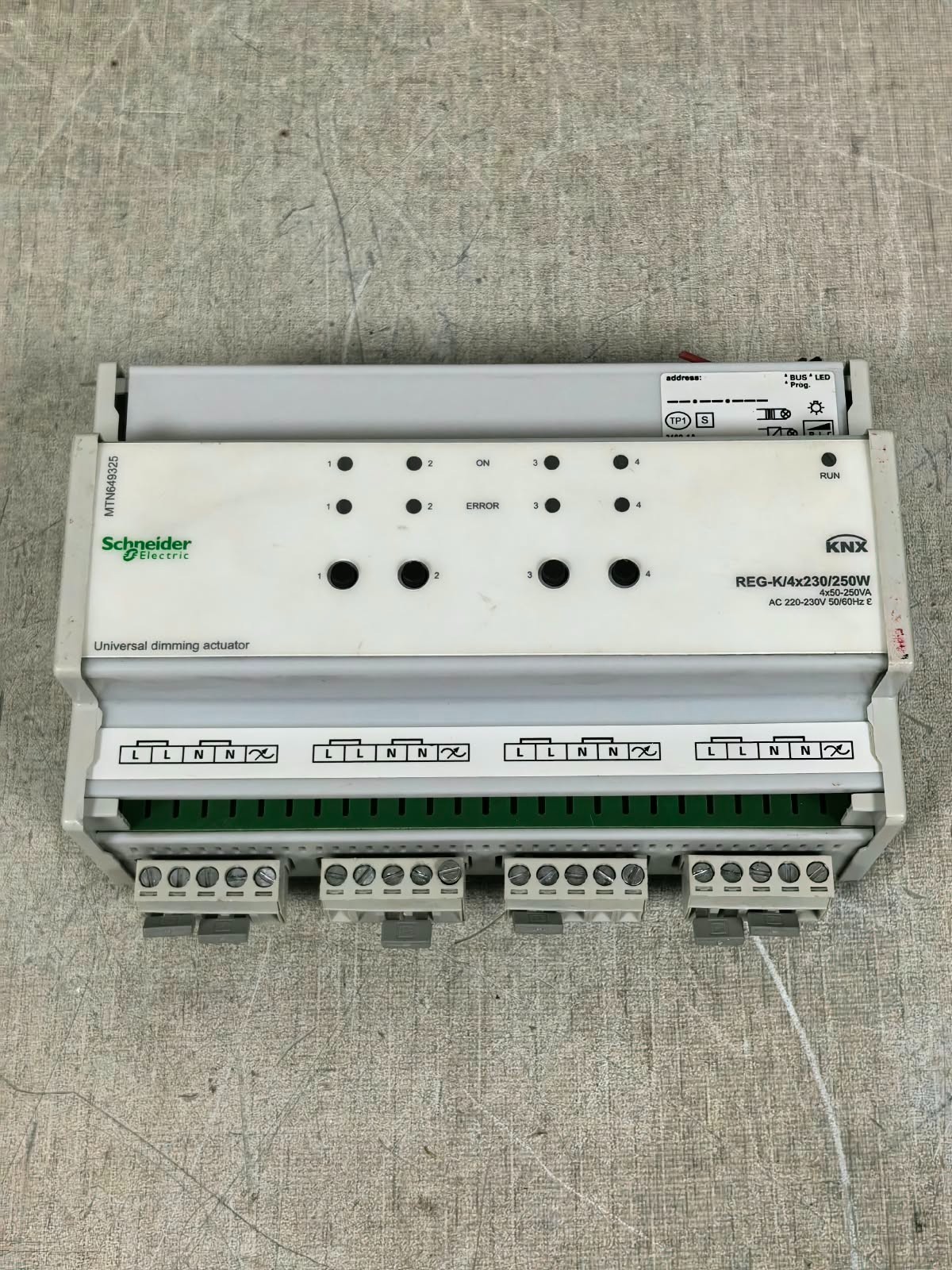 Schneider Electric MTN649325 SCHNEIDER ELECTRIC MTN649325 REG-K/ 4X230/250W KNX UNIVERSAL DIMMING ACTUATOR 10