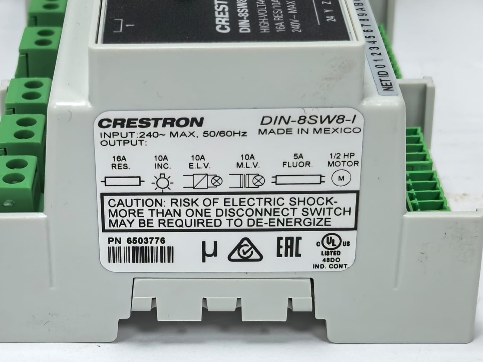 Crestron DIN-8SW8-I CRESTRON DIN-8SW8-I HIGH-VOLTAGE SWITCHING MODULE 6503776 240V -50/60HZ 4