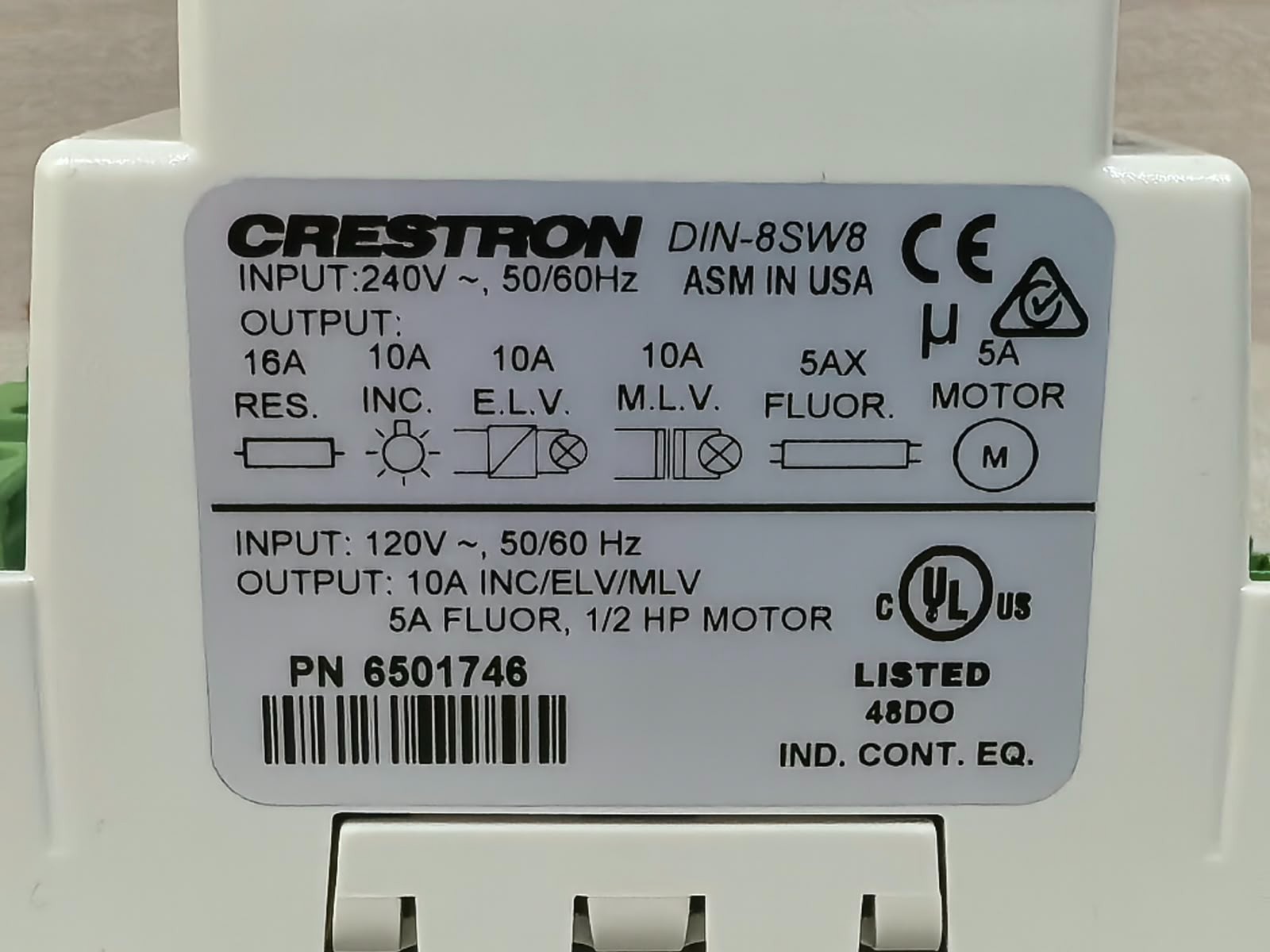 Crestron DIN-8SW8 6501746 CRESTRON DIN-8SW8 6501746 HIGH VOLTAGE SWITCHING 240V 7