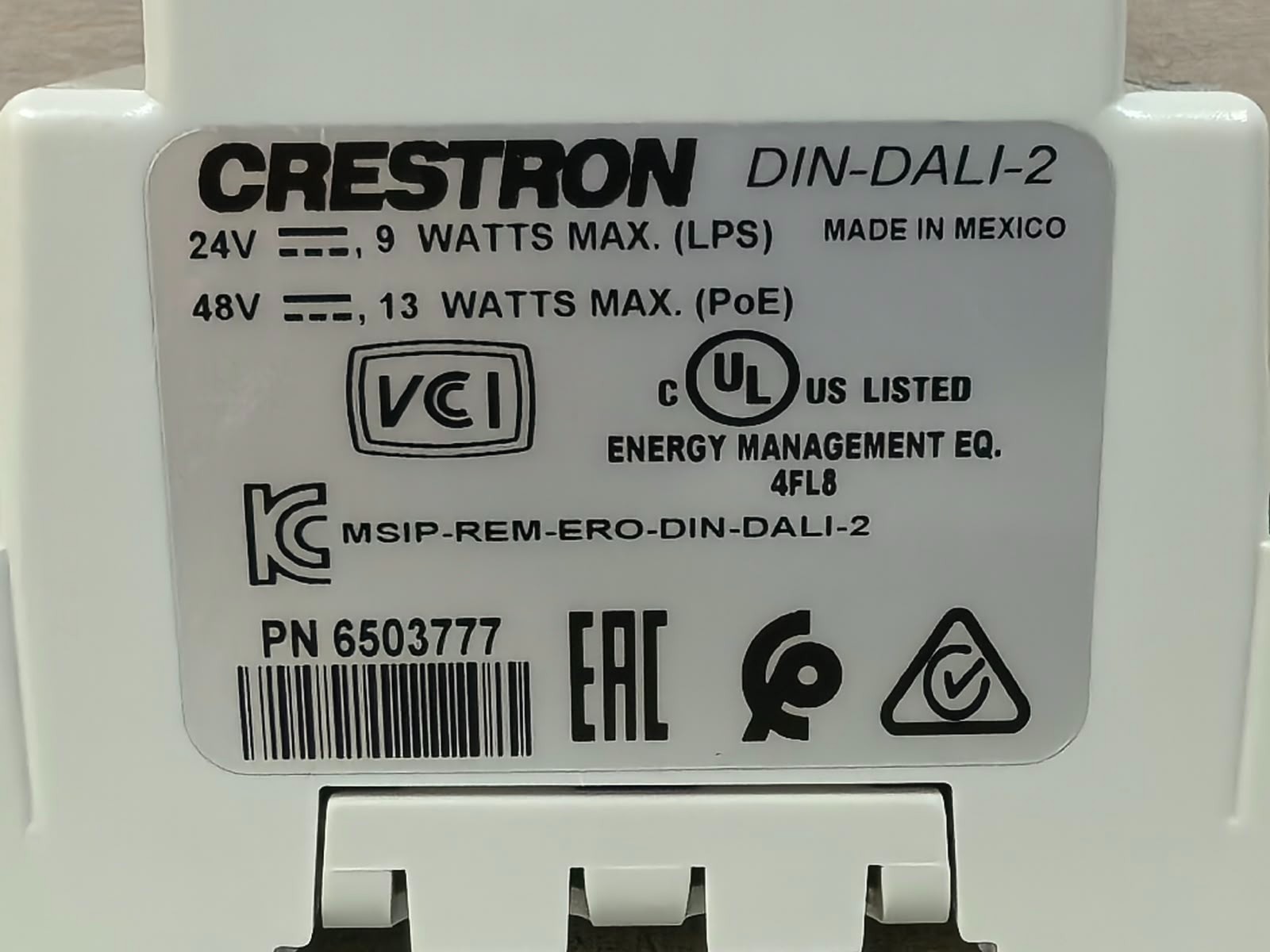 Crestron DIN-DALI-2 6503777 CRESTRON DIN-DALI-2 6503777 2-CHANNEL DALI INTERFACE WITH BUS POWER SUPPLY 24V 7