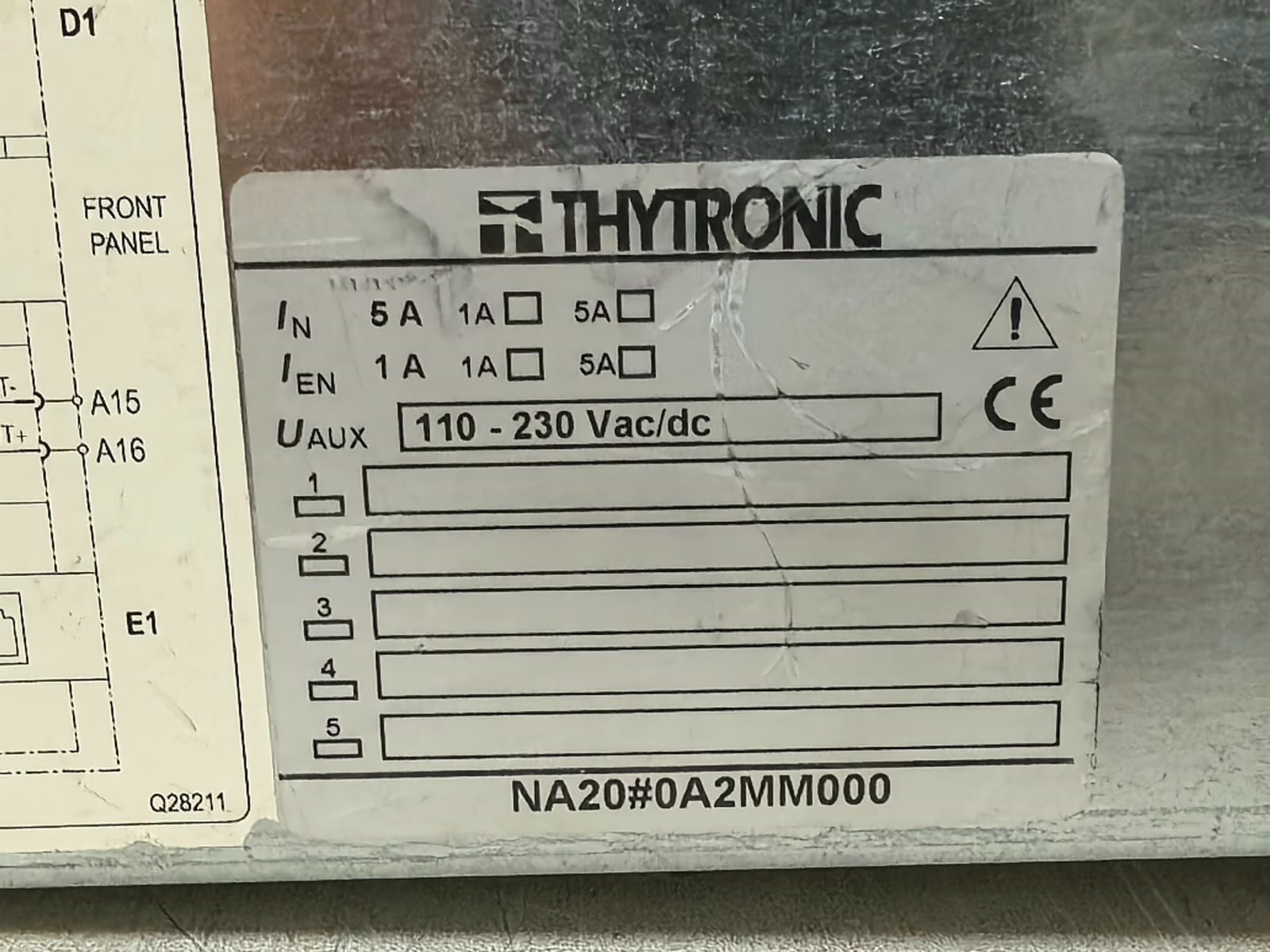 THYTRONIC NA20#0A2MM000 THYTRONIC NA20#0A2MM000 OVER-CURRENT PROTECTION RELAY 110-230VAC/DC 10