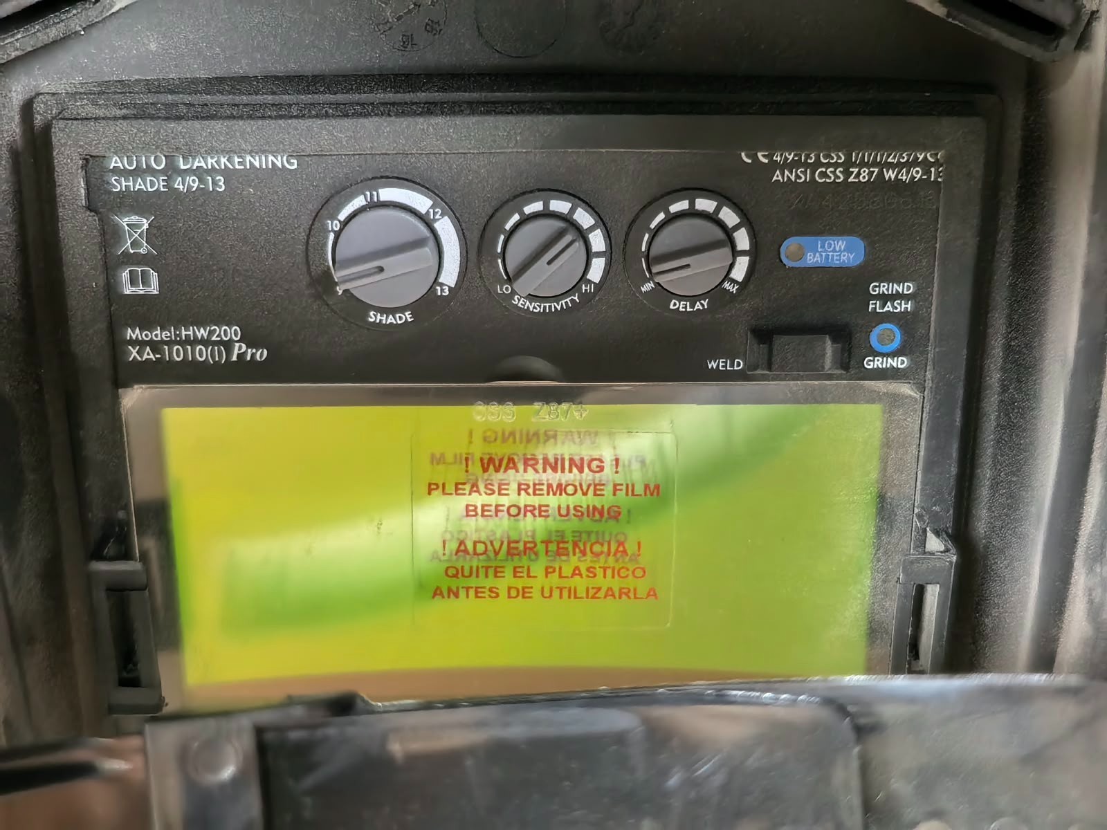 Honeywell HW200 SHADE 9-13 HONEYWELL HW200 SHADE 9-13 AUTO DARKENING WELDING HELMET 6