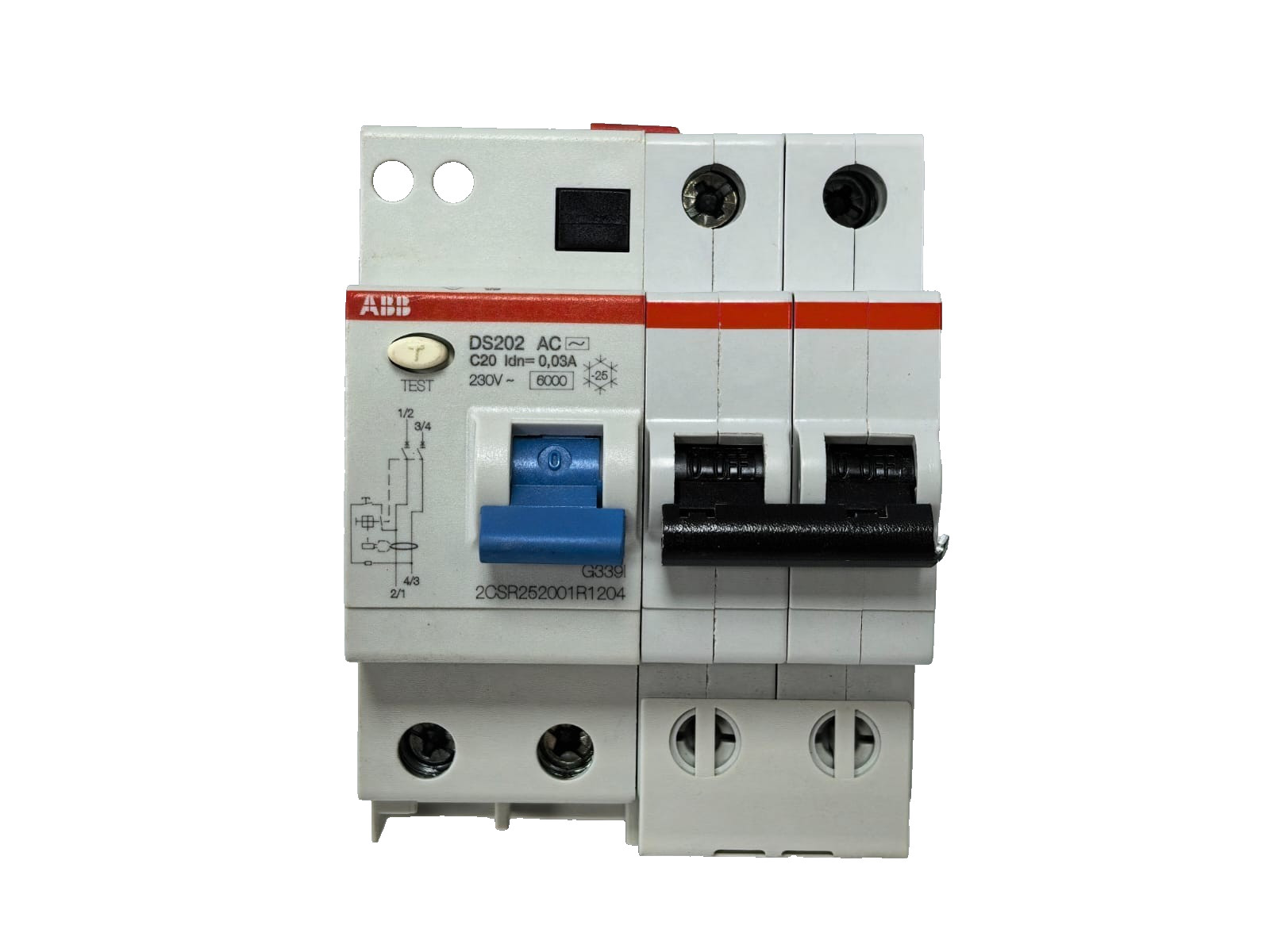 ABB 2CSR252001R1204 ABB 2CSR252001R1204 RESIDUAL CURRENT CIRCUIT BREAKER DS202 AC-C20/0.03 2