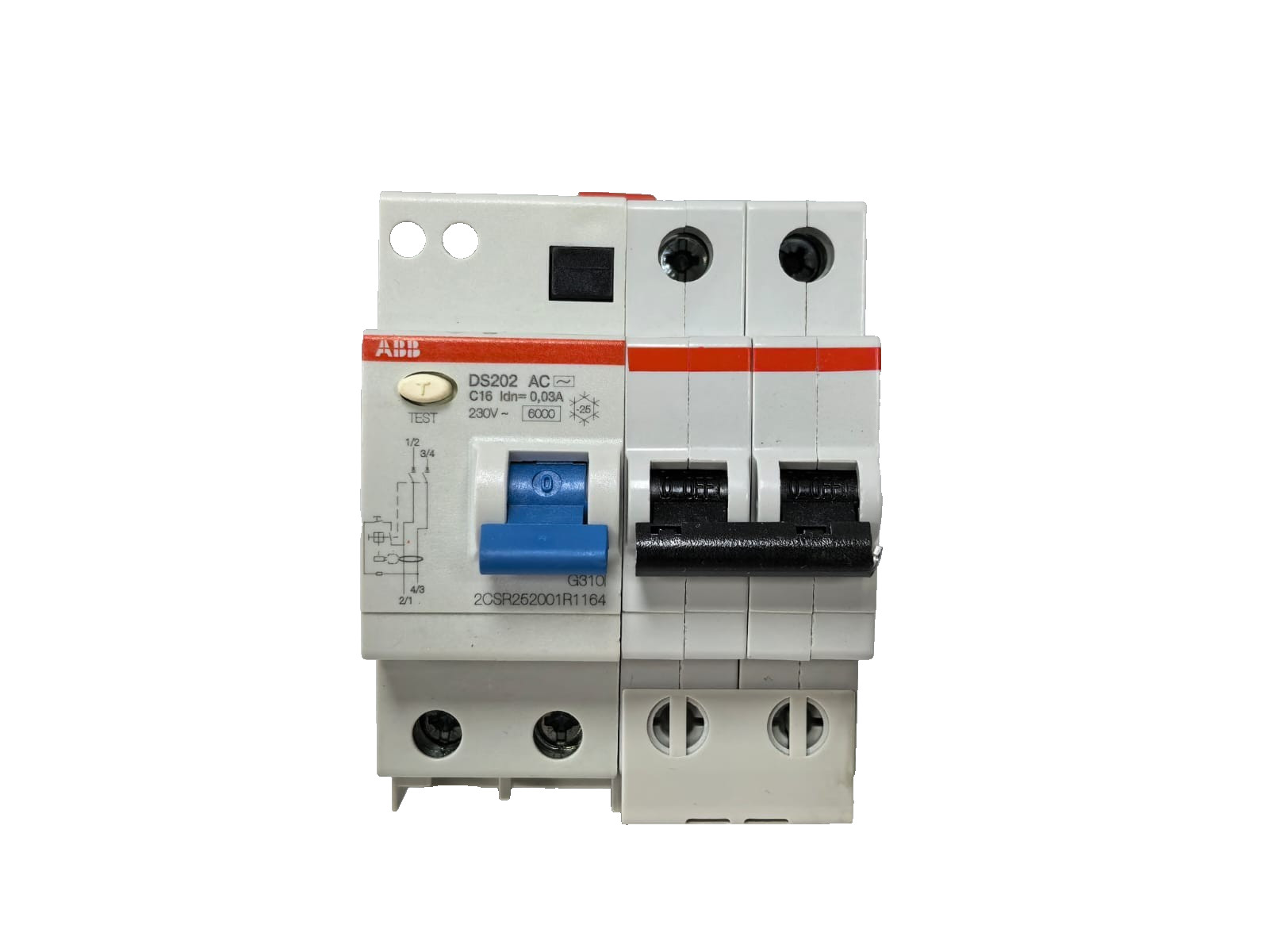 ABB 2CSR252001R1164 ABB 2CSR252001R1164 RESIDUAL CURRENT CIRCUIT BREAKER DS202 AC-C16/0,03 2