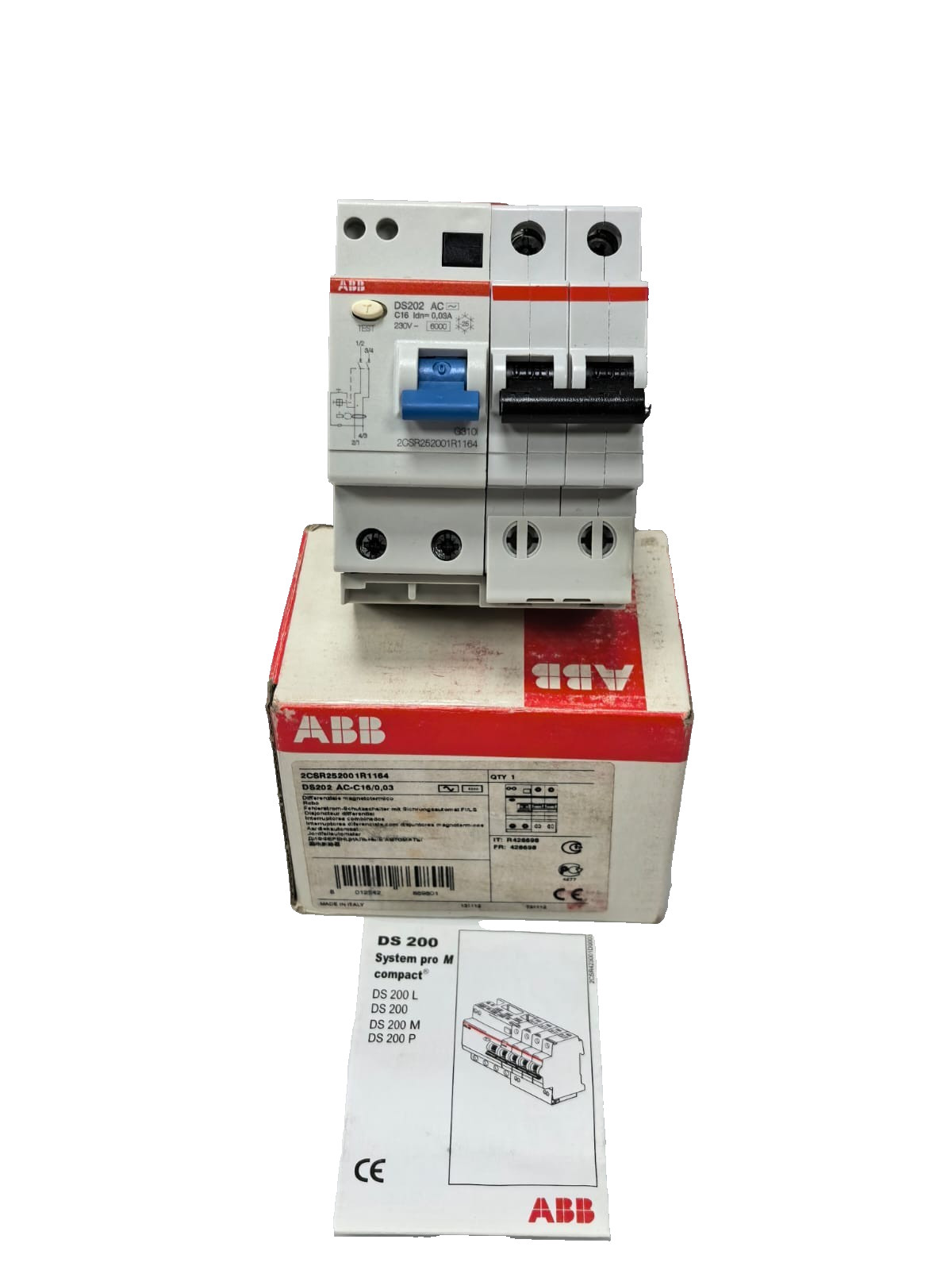 ABB 2CSR252001R1164 ABB 2CSR252001R1164 RESIDUAL CURRENT CIRCUIT BREAKER DS202 AC-C16/0,03 1