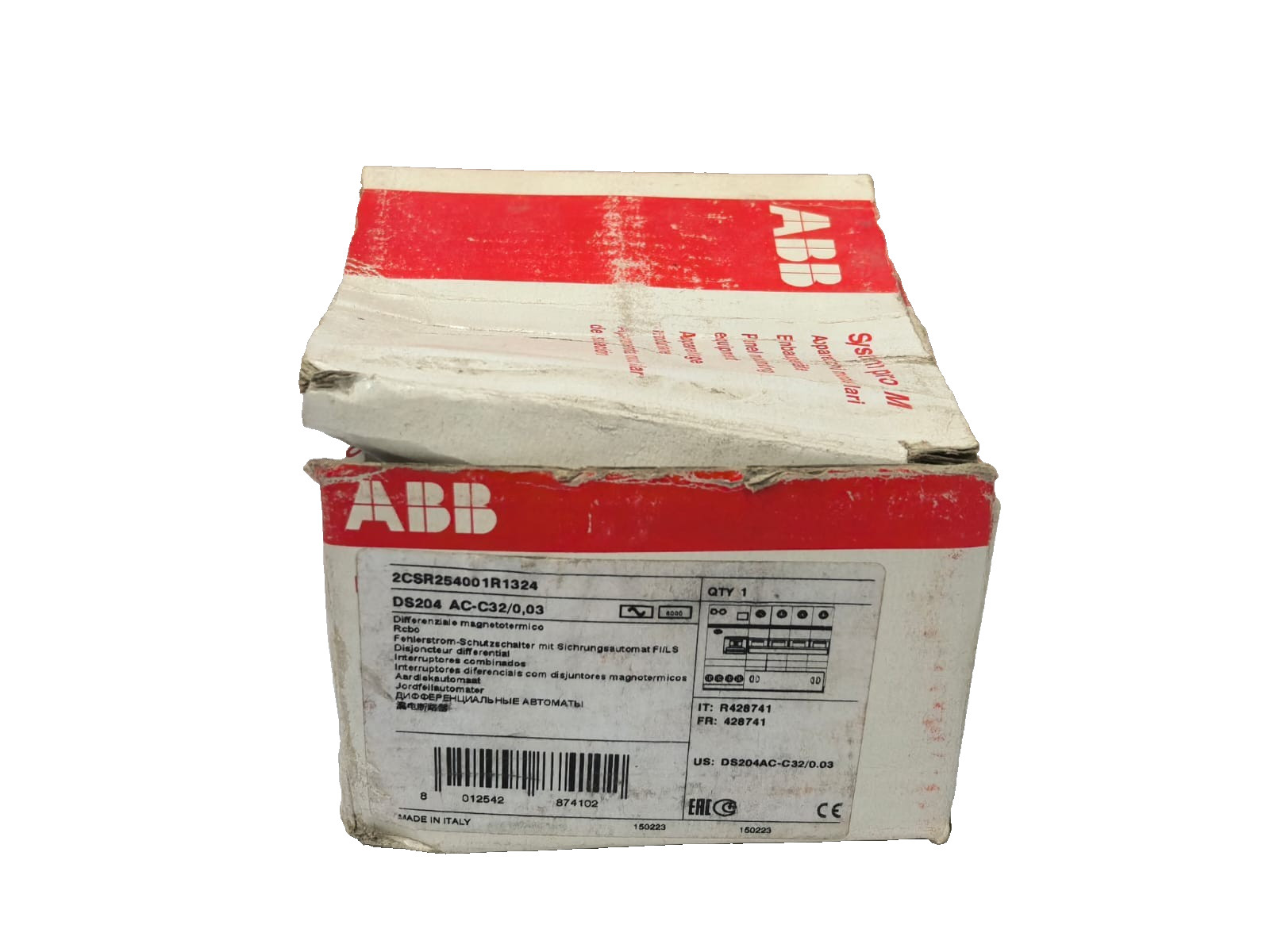 ABB 2CSR54001R1324 ABB 2CSR54001R1324 RESIDUAL CURRENT CIRCUIT BREAKERS DS204 AC-C32/0,03 9