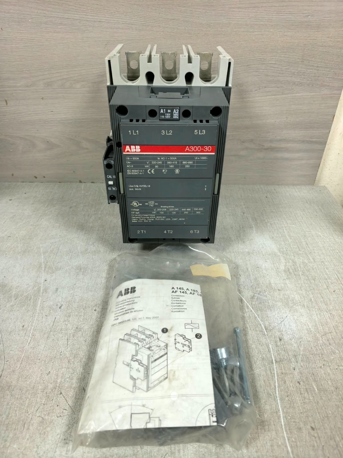 ABB A300-30 ABB A300-30 CONTACTOR 500A 1