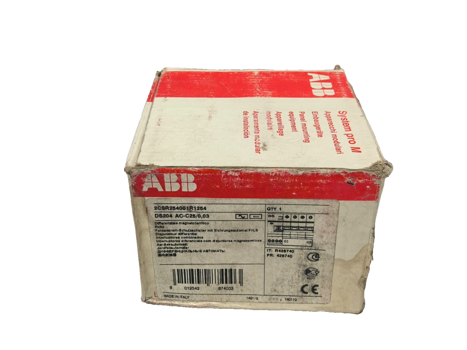 ABB 2CSR254001R1254 ABB 2CSR254001R1254 RESIDUAL CURRENT CIRCUIT BREAKERS DS204 AC-C25/0,03 10