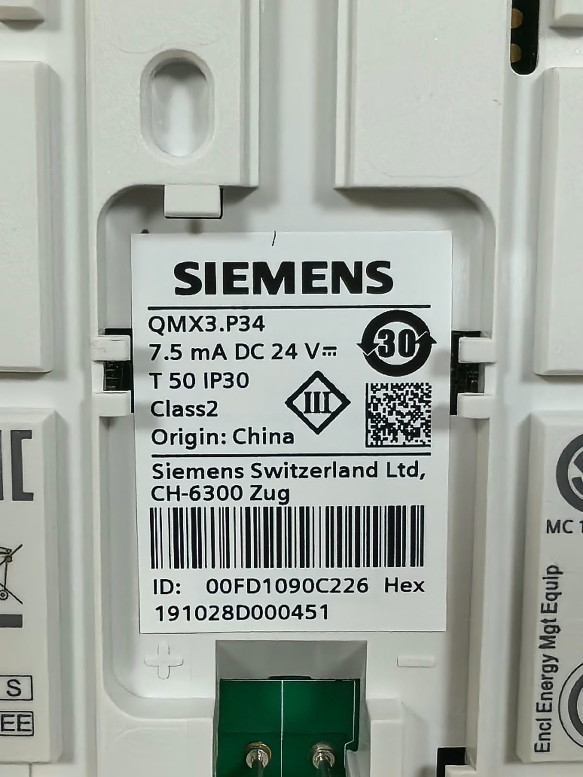 Siemens QMX3.P34 SIEMENS QMX3.P34 ROOM UNIT 24V 9