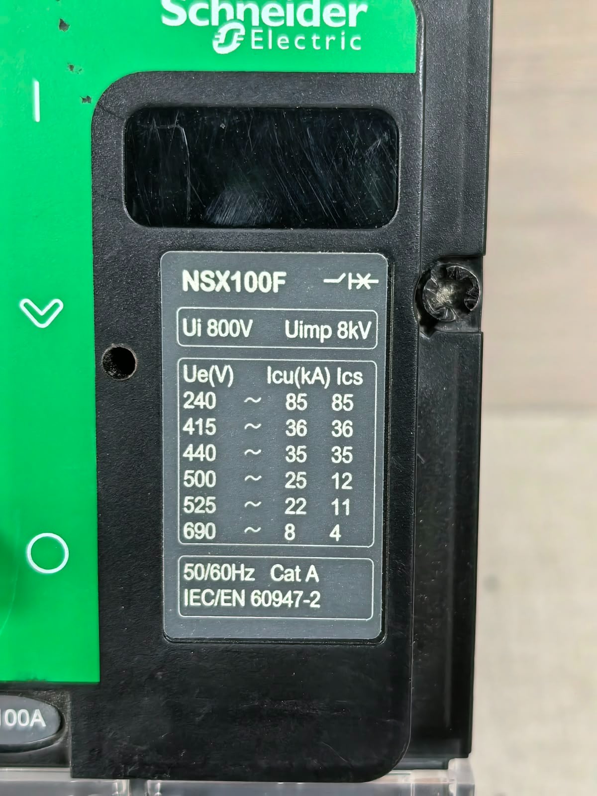 Schneider Electric NSX100F/ NSX100-160-250F/N/H/NA SCHNEIDER ELECTRIC NSX100F/ NSX100-160-250F/N/H/NA CIRCUIT BREAKER 800V 4