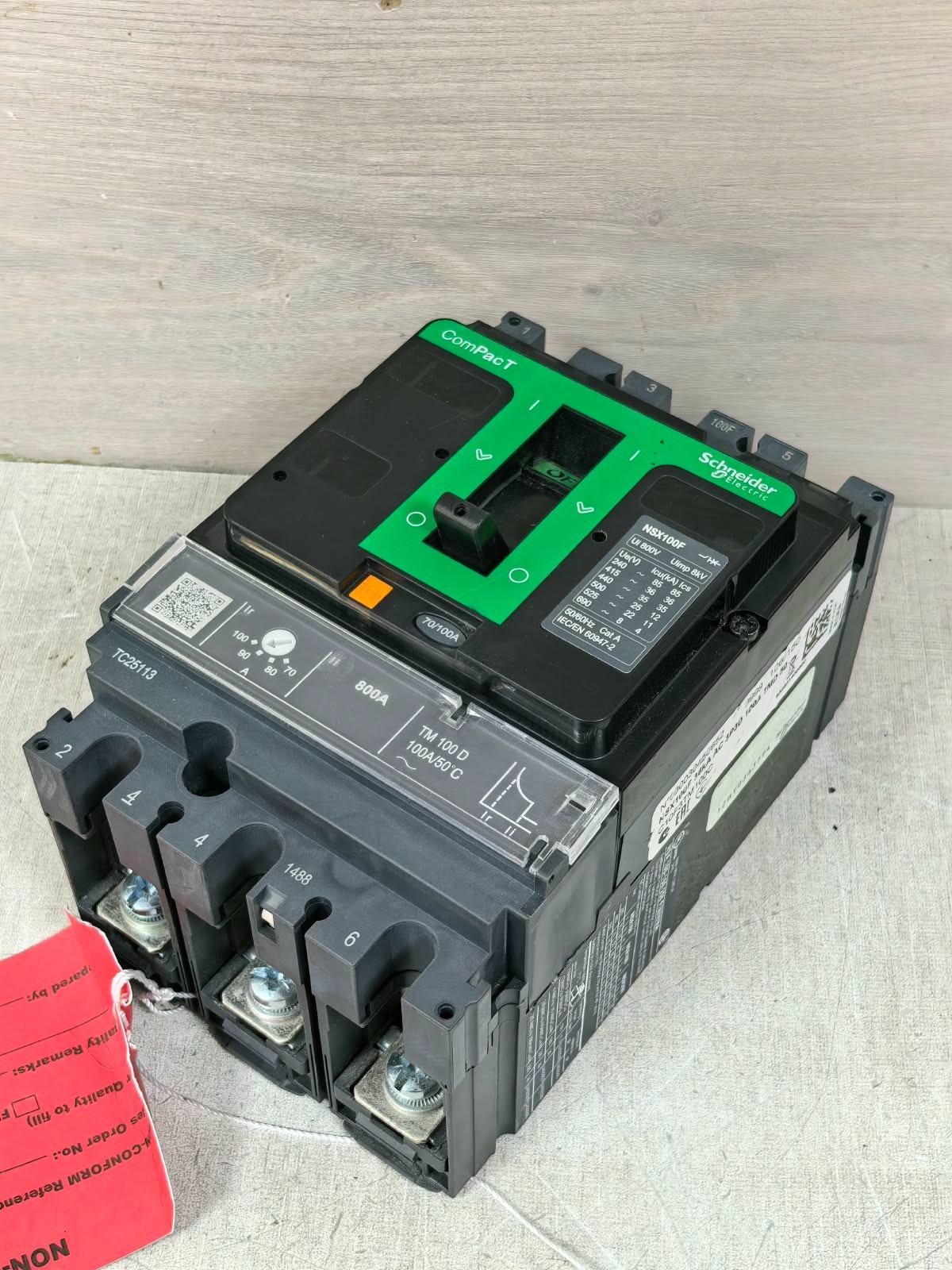 Schneider Electric NSX100F/ NSX100-160-250F/N/H/NA SCHNEIDER ELECTRIC NSX100F/ NSX100-160-250F/N/H/NA CIRCUIT BREAKER 800V 6