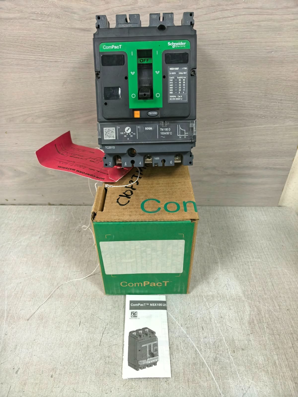 Schneider Electric NSX100F/ NSX100-160-250F/N/H/NA SCHNEIDER ELECTRIC NSX100F/ NSX100-160-250F/N/H/NA CIRCUIT BREAKER 800V 1
