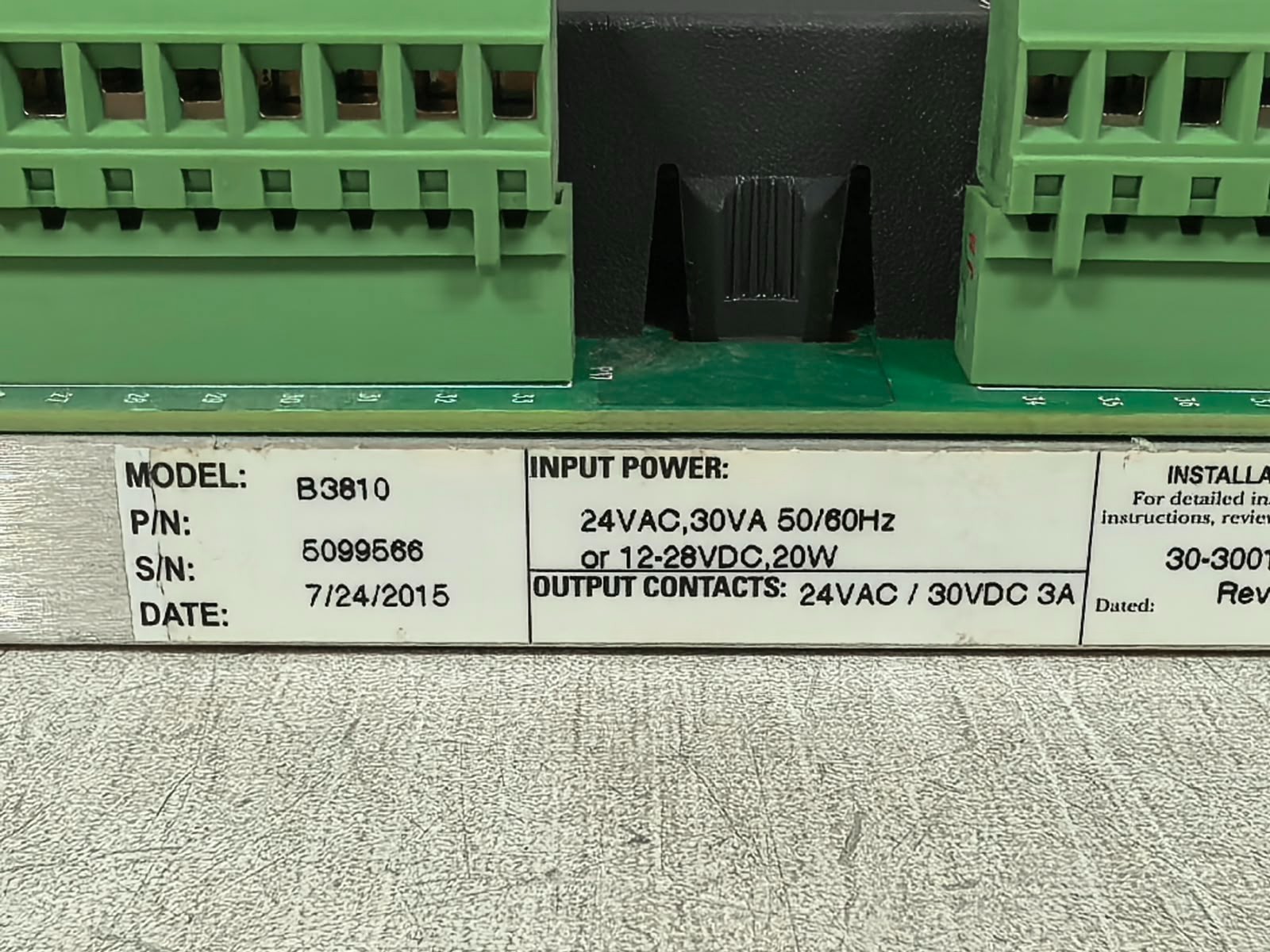 Schneider Electric B3810 SCHNEIDER ELECTRIC B3810 ANDOVER CONTINUUM B3810 SERIES 24VAC 5