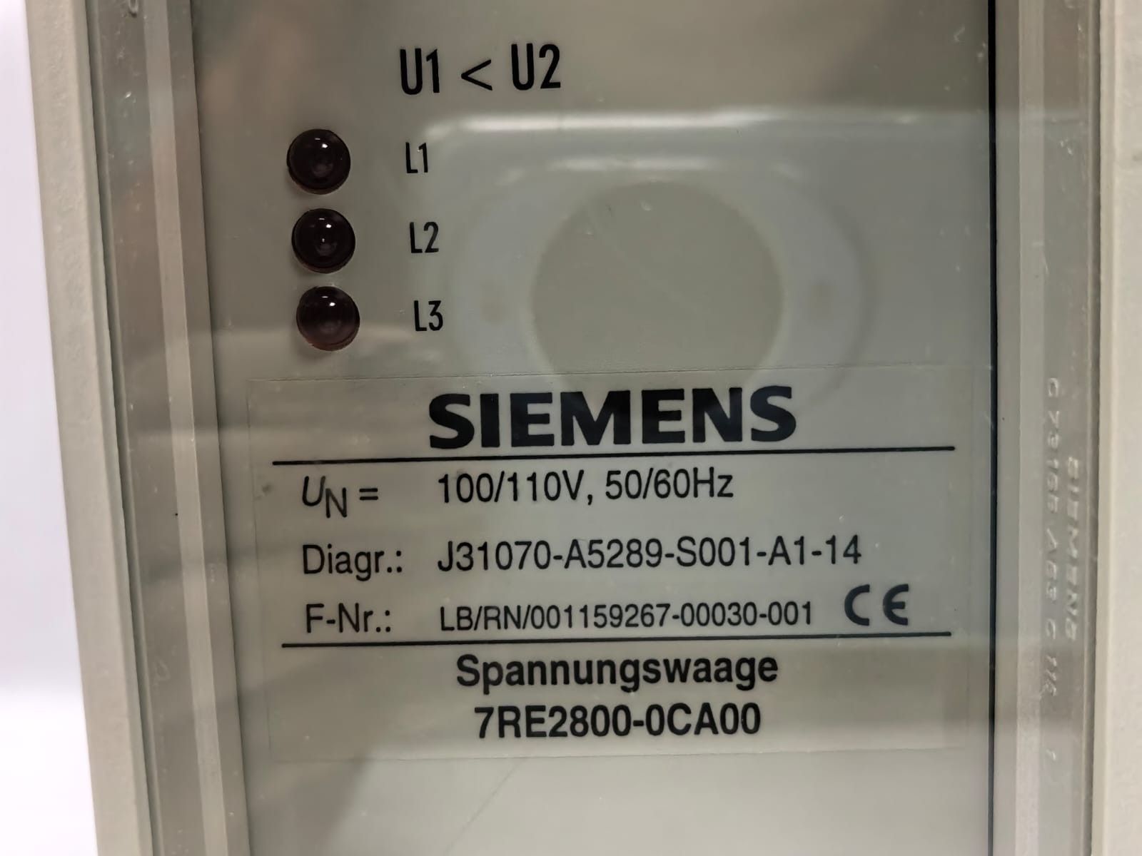 Siemens 7RE2800-0CA00 SIEMENS 7RE2800-0CA00 SIPROTEC VOLTAGE BALANCE RELAY 3
