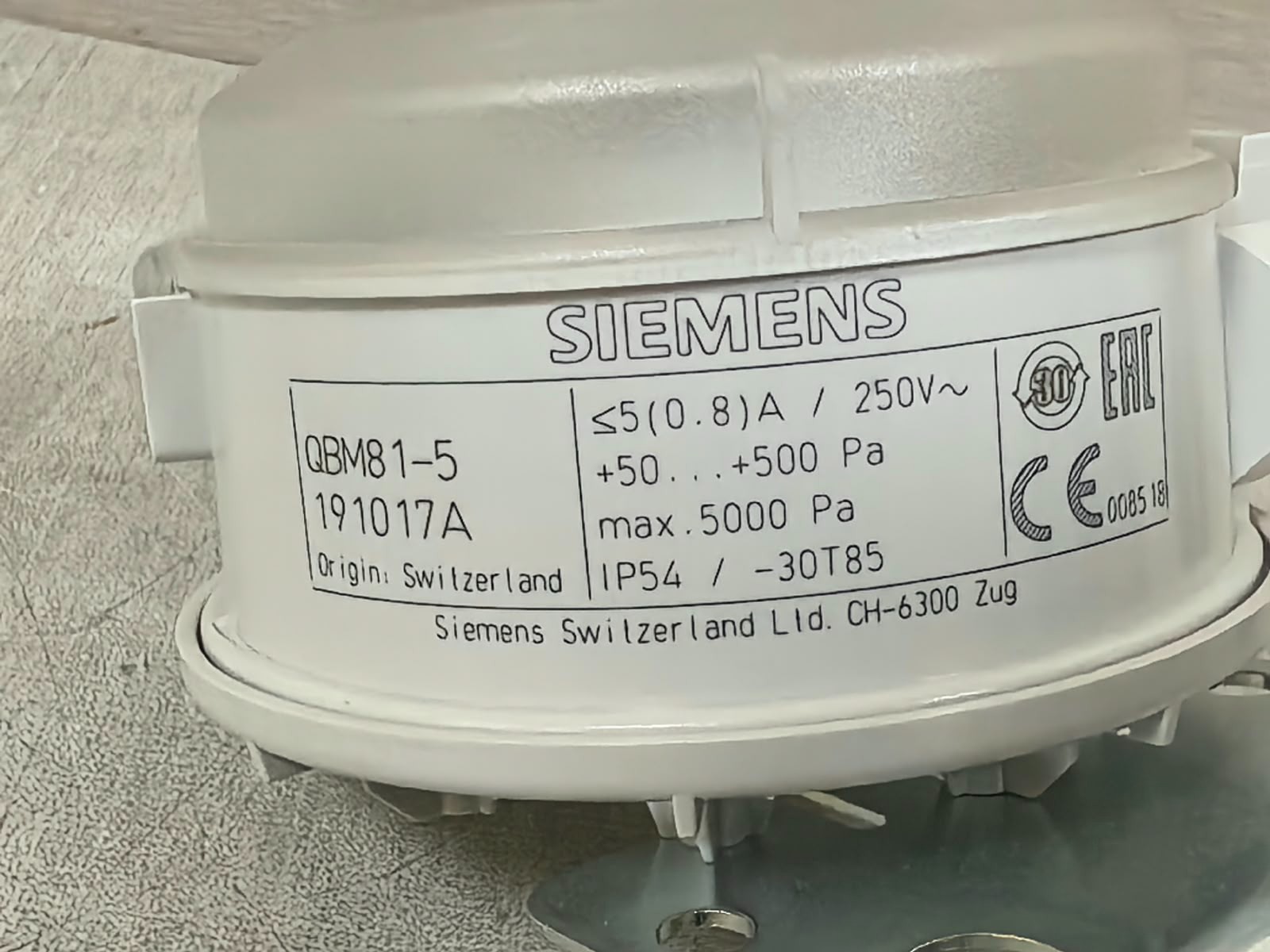 Siemens Q8M81-5 191017A SIEMENS Q8M81-5 DIFFERENTIAL PRESSURE DETECTOR 191017A 7