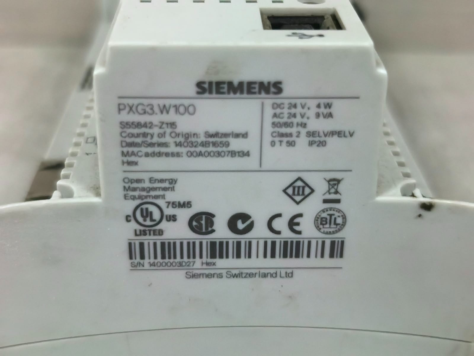 Siemens PXG3.W100 SIEMENS PXG3.W100 BACNET/IP WEB INTEFACE 24V 6