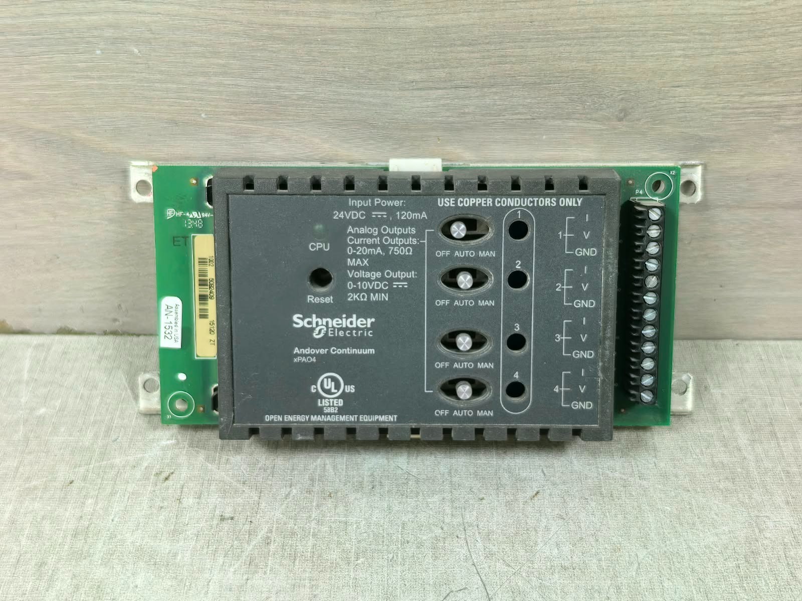 Schneider Electric XPA04 REV E.2 SCHNEIDER ELECTRIC XPA04 REV E.2 ANDOVER CONTINUUM 24VDC 1
