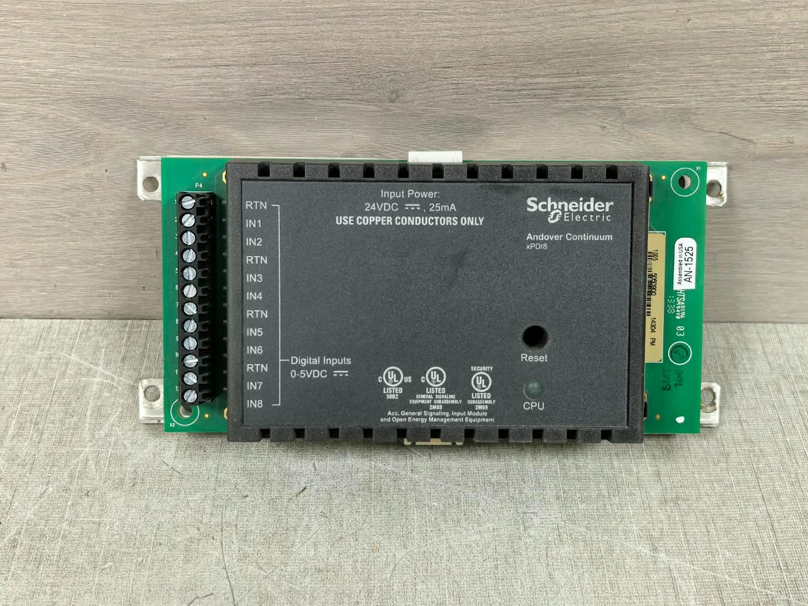 Schneider Electric XPDI8 REV E.2 SCHNEIDER ELECTRIC XPDI8 REV E.2 ANDOVER CONTINUUM 24VDC 1
