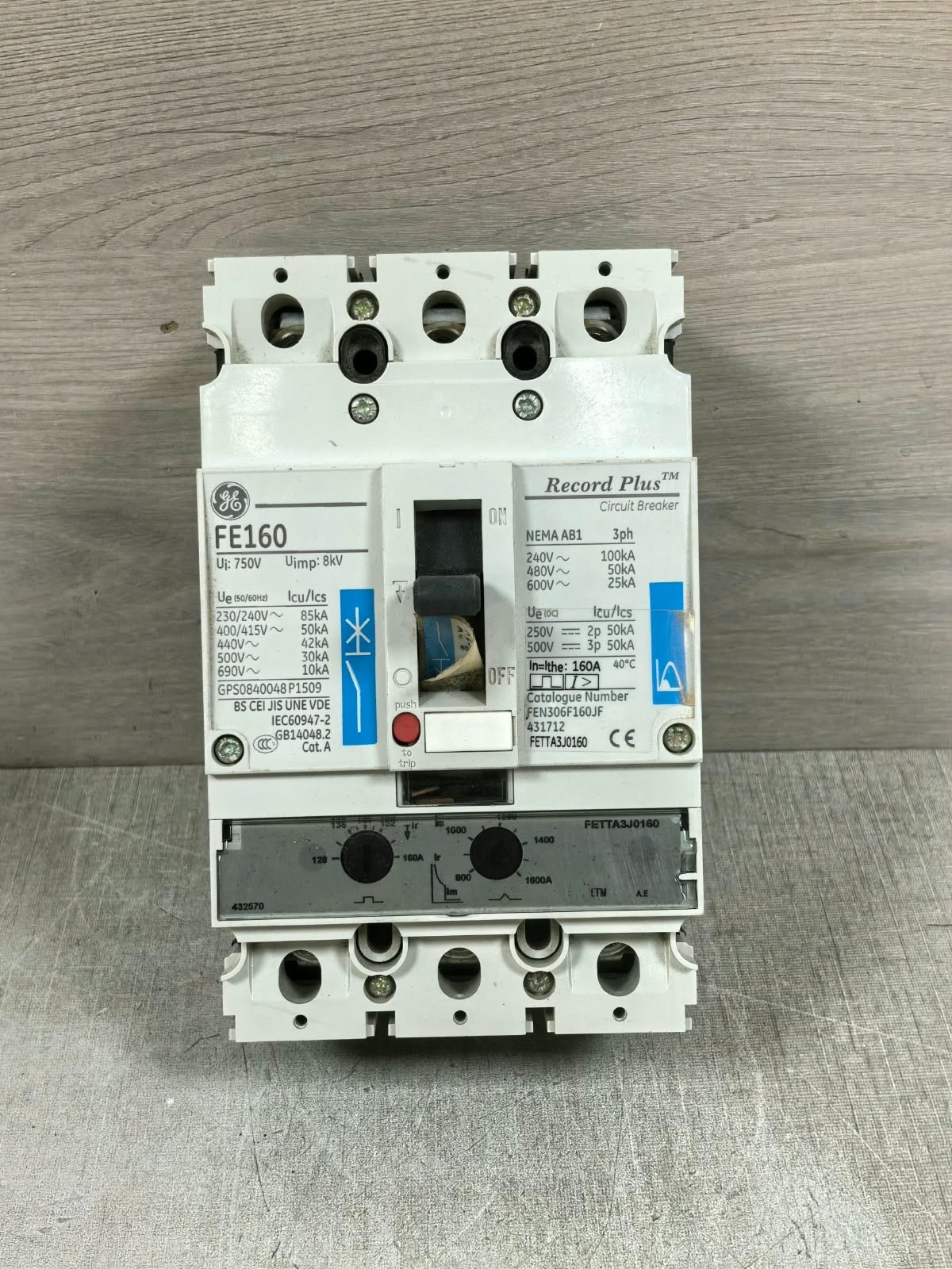GENERAL ELECTRIC FEN306F160JF / FETTA3J0160 GENERAL ELECTRIC FE160 FEN306F160JF / FETTA3J0160 CIRCUIT BREAKER 2