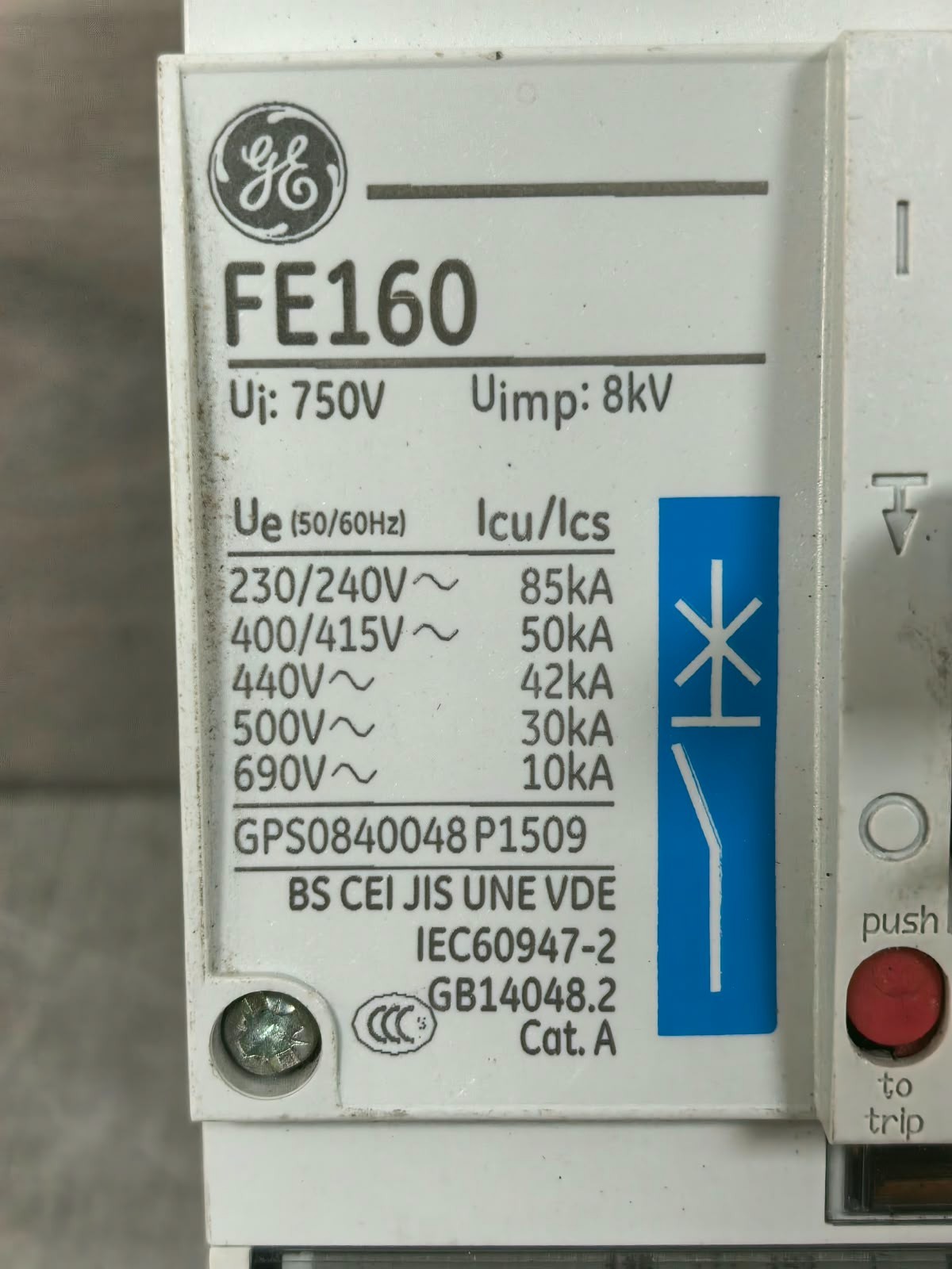 GENERAL ELECTRIC FEN306F160JF / FETTA3J0160 GENERAL ELECTRIC FE160 FEN306F160JF / FETTA3J0160 CIRCUIT BREAKER 3