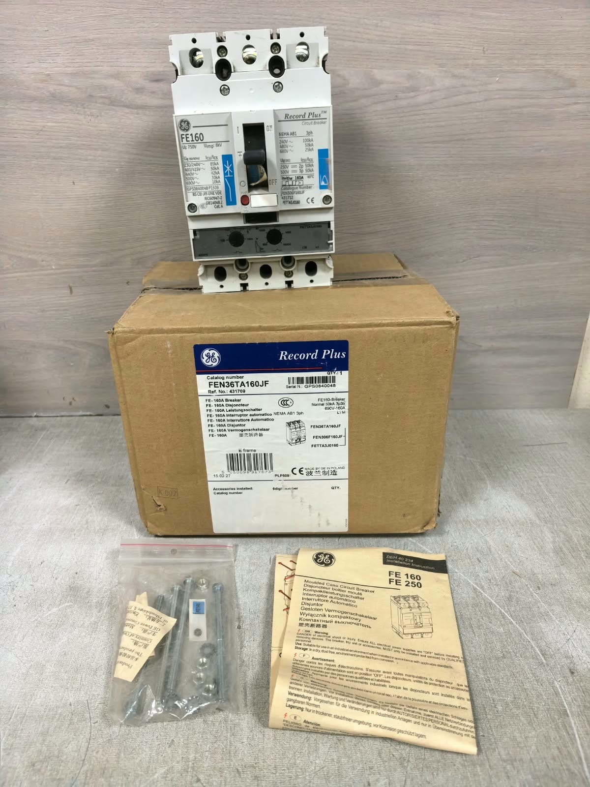 GENERAL ELECTRIC FEN306F160JF / FETTA3J0160 GENERAL ELECTRIC FE160 FEN306F160JF / FETTA3J0160 CIRCUIT BREAKER 1