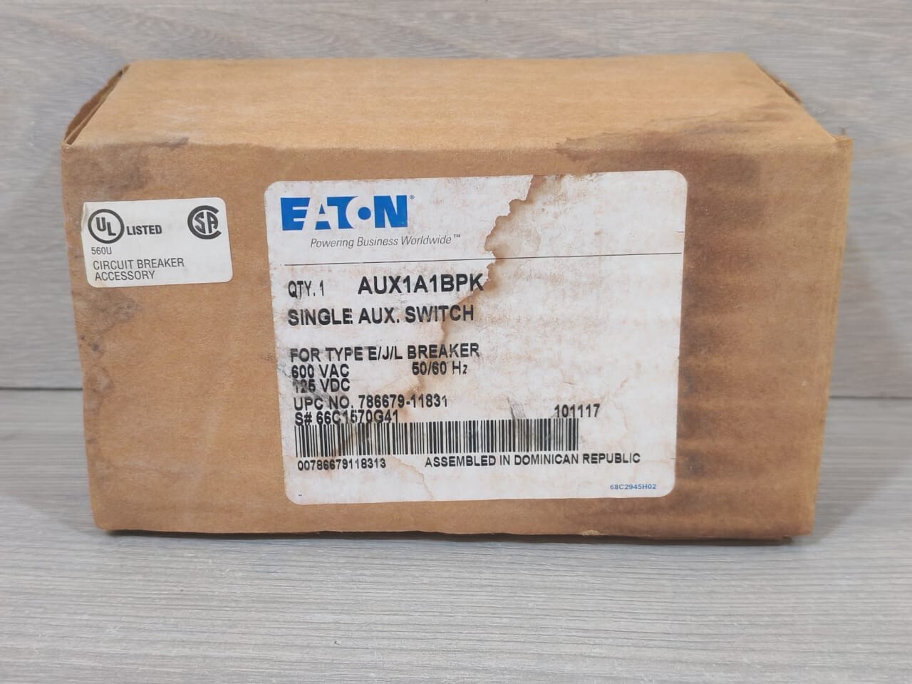 EATON/CUTLER HAMMER 66C1570G41 EATON/CUTLER HAMMER AUX1A1BPK SINGLE AUX.SW.FOR TYPE E/J/L BREAKER 66C1570G41 9