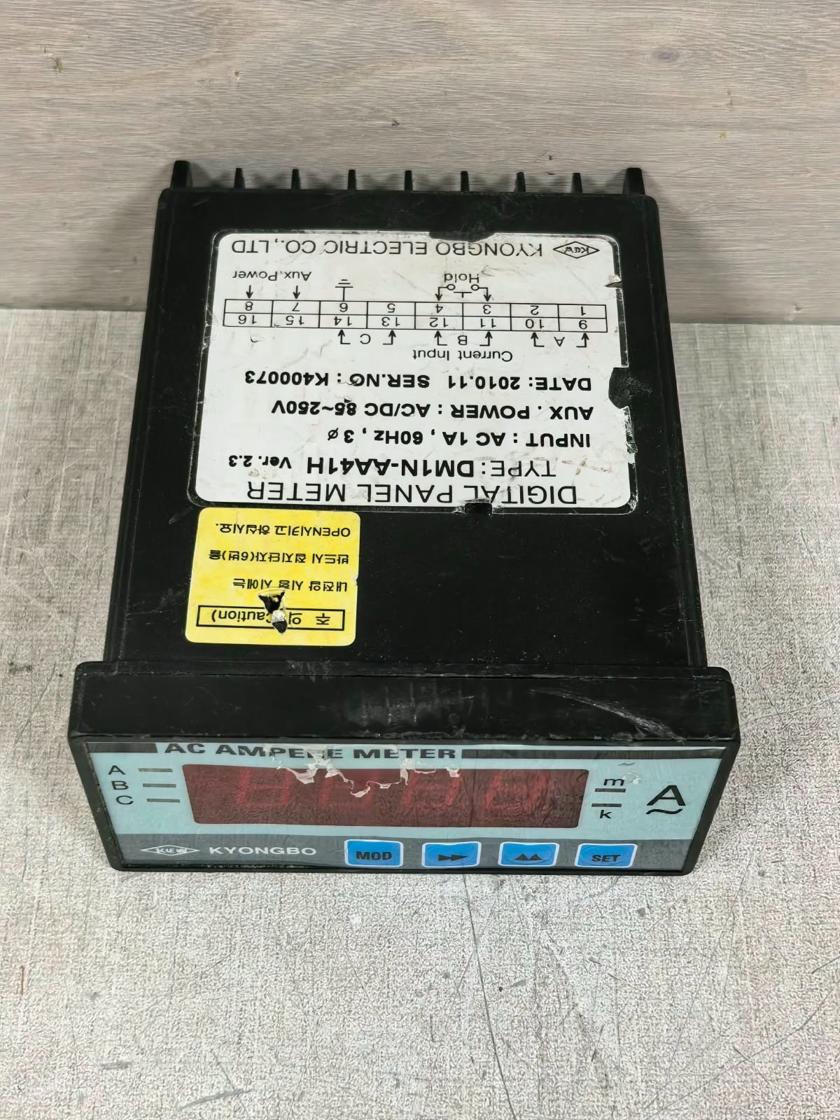 KYONGBO DM1N-AA41H VER.2.3 KYONGBO AC AMPERE METER DM1N-AA41H VER.2.3 DIGITAL PANEL METER 85-250V 8
